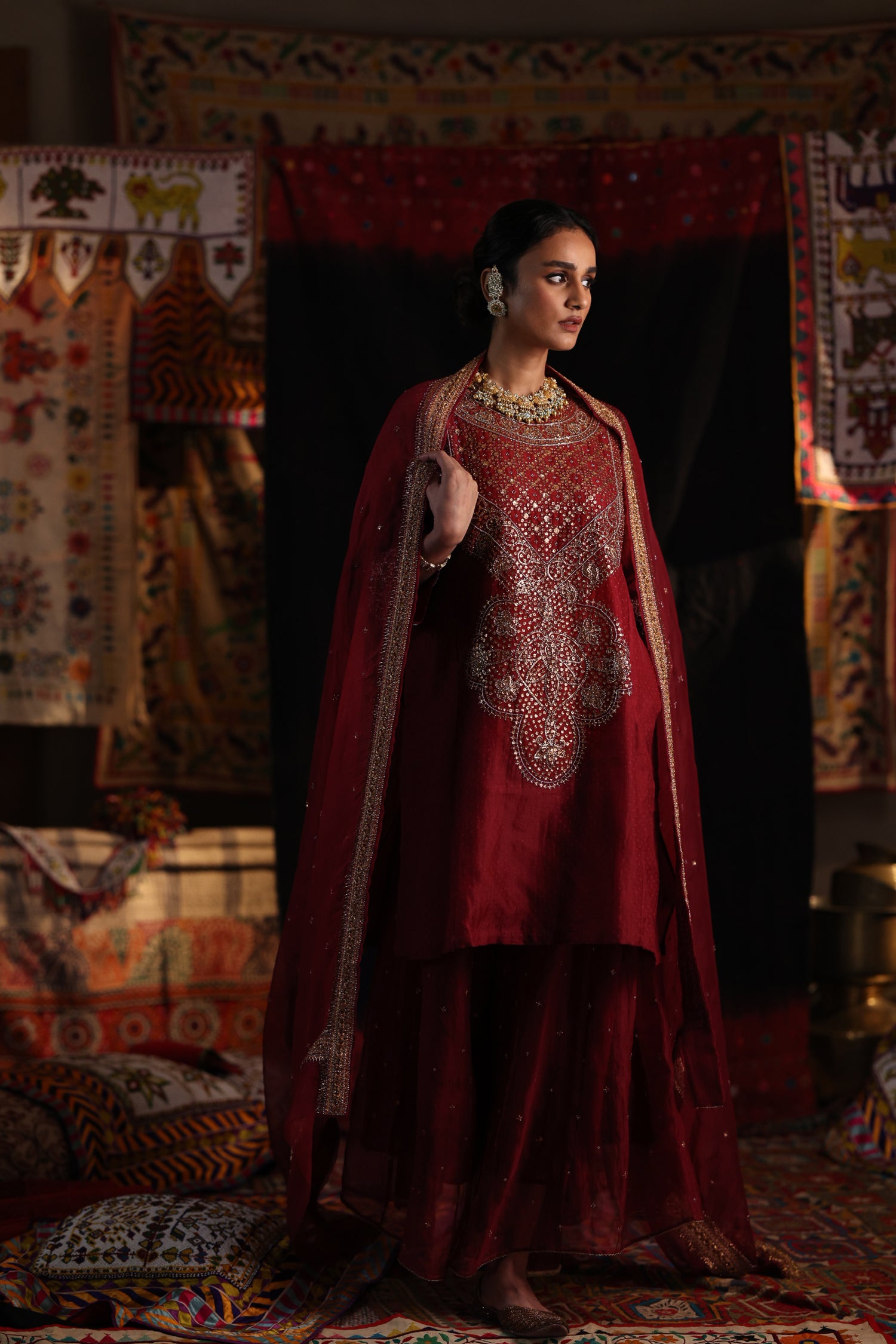 Amreen Abho Set | Madder Red