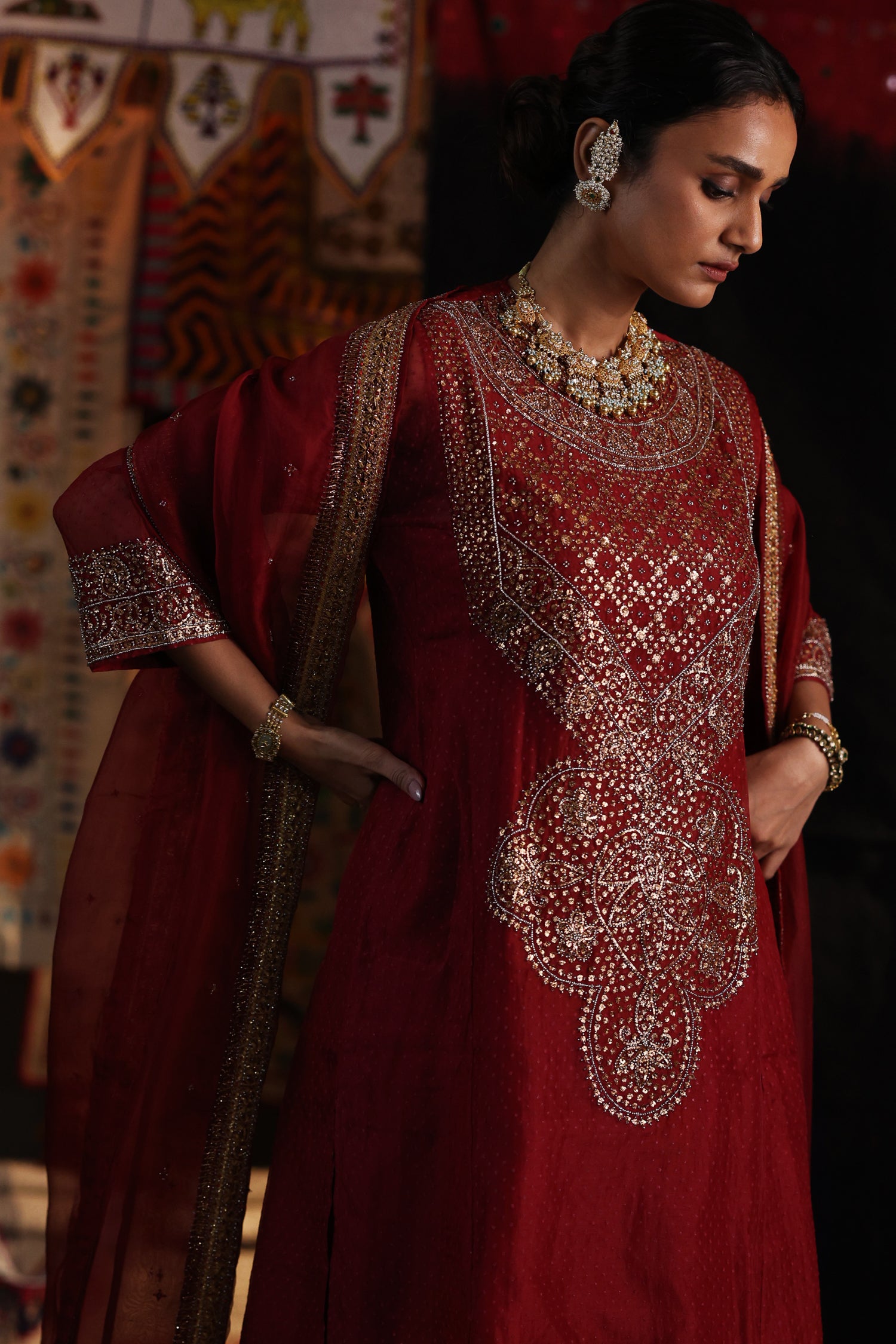 Amreen Abho Set | Madder Red