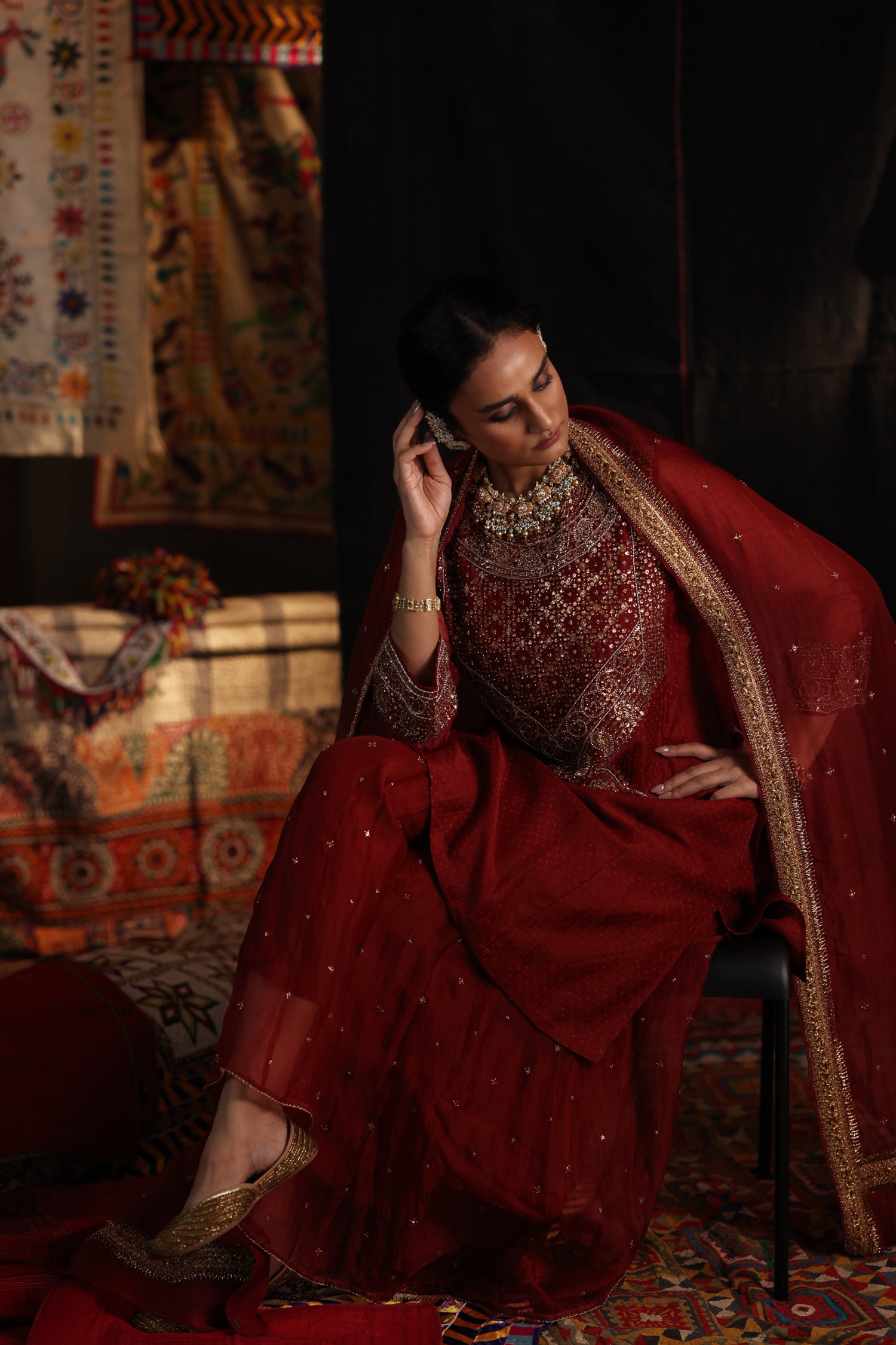 Amreen Abho Set | Madder Red