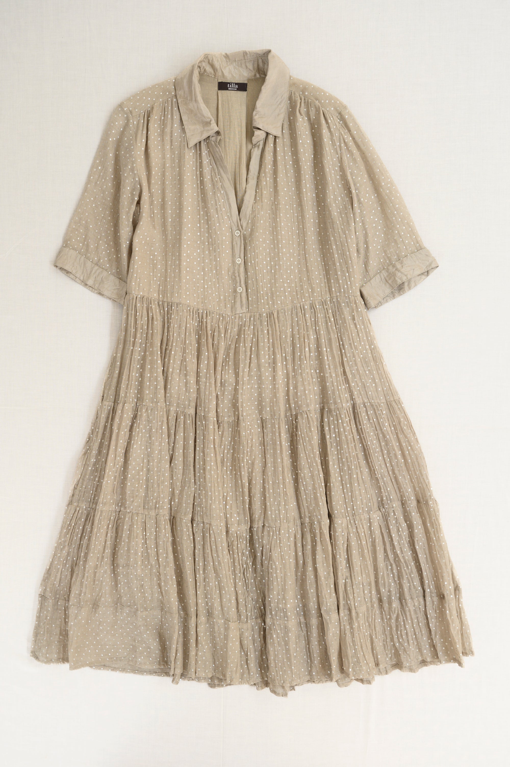 Short Shirred Dress | Silver