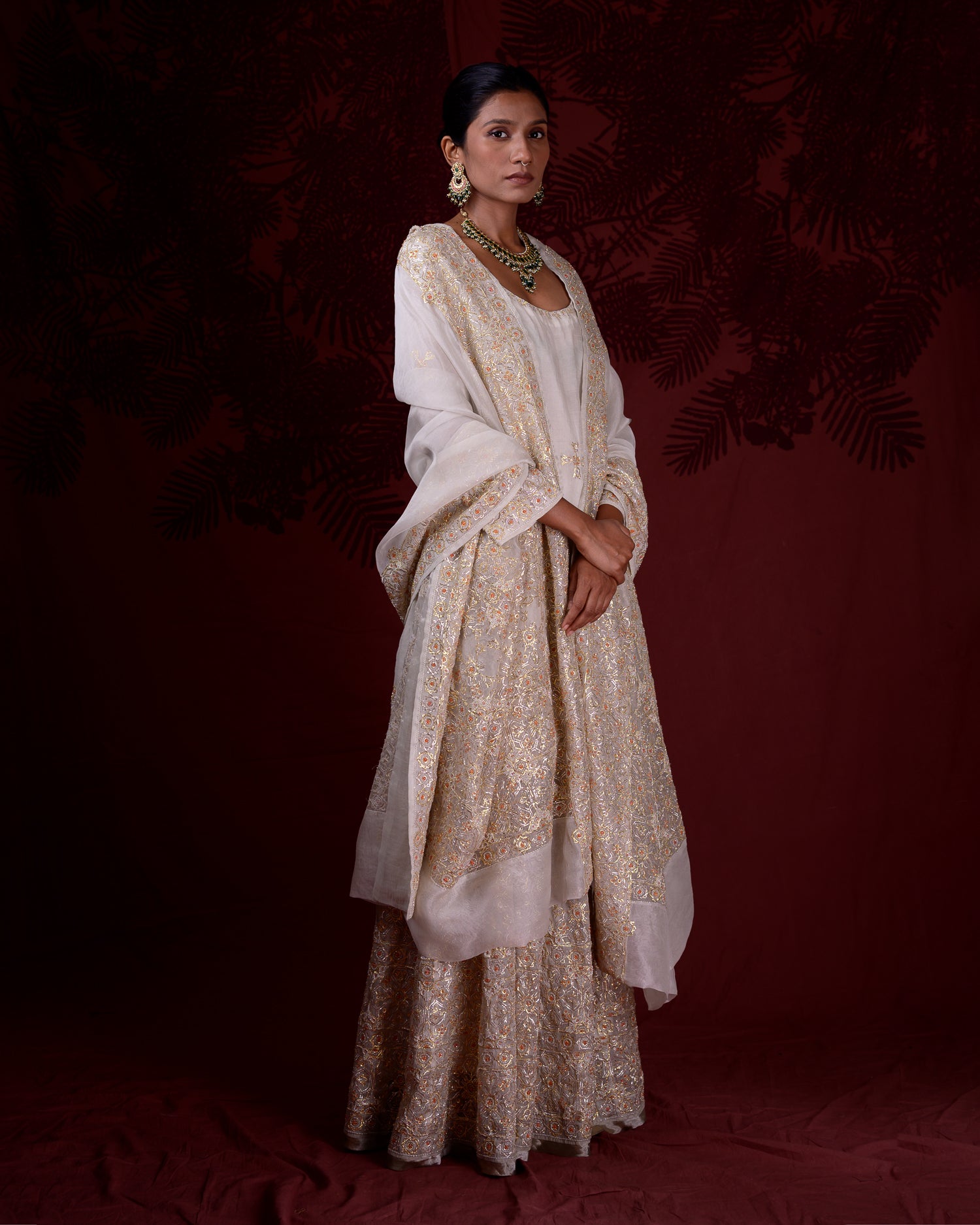 Charbagh Sharara Set | Gold and Silver