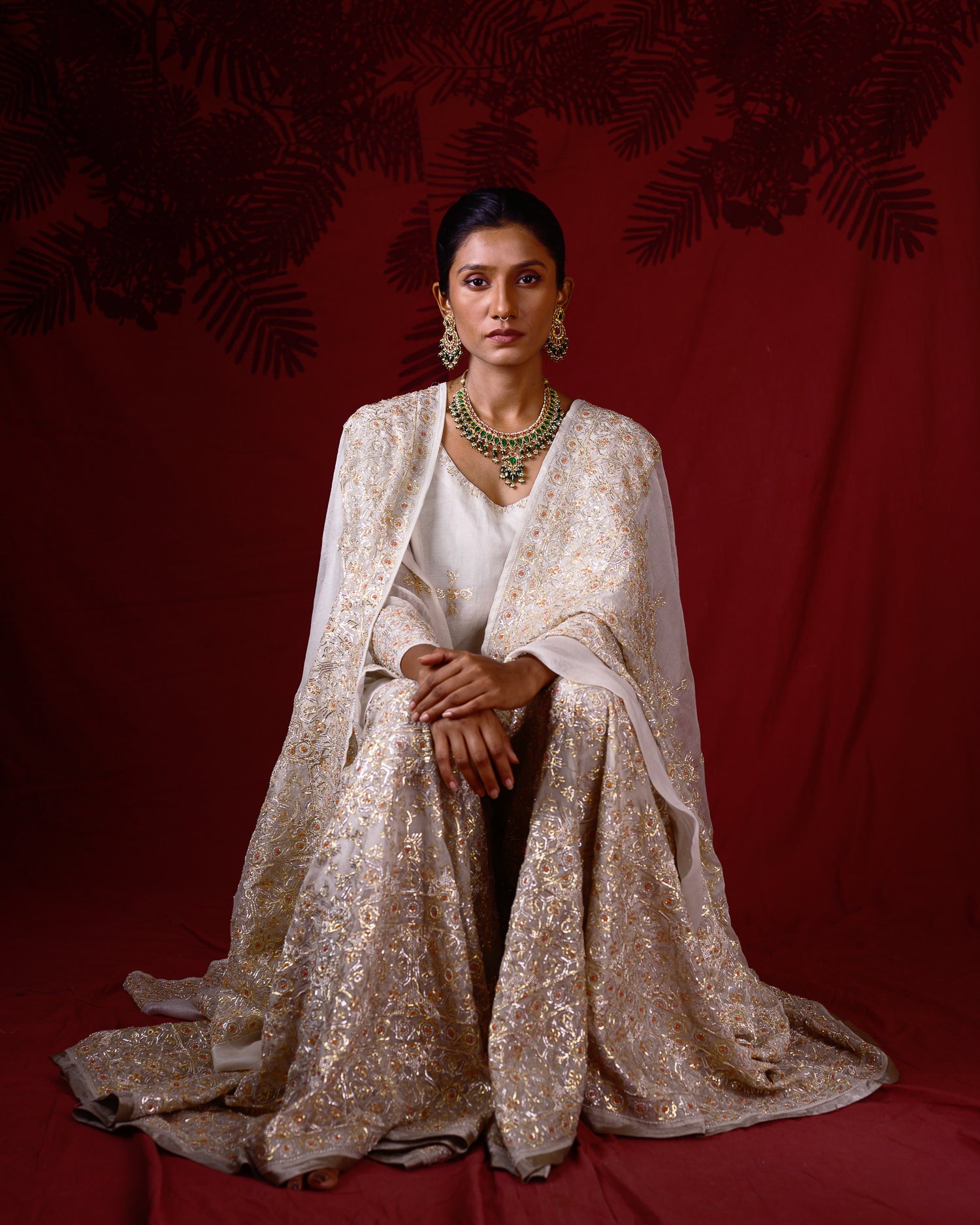Charbagh Sharara Set | Gold and Silver