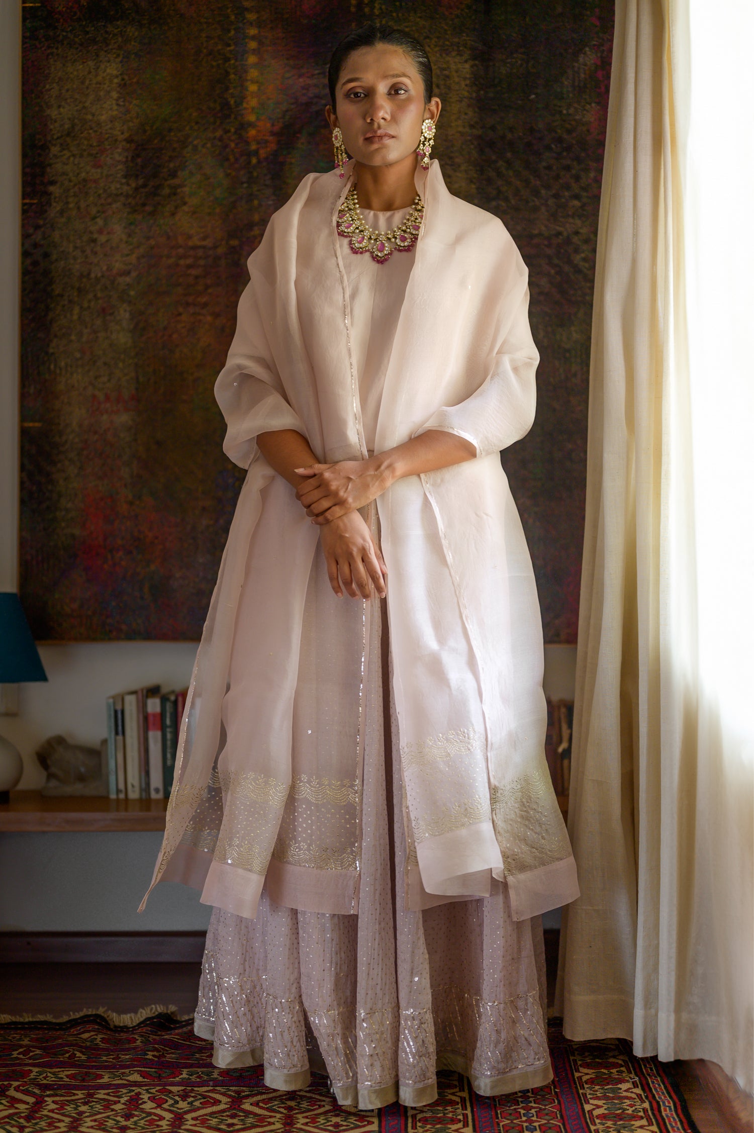 Leher Lehenga Set | Onion Pink