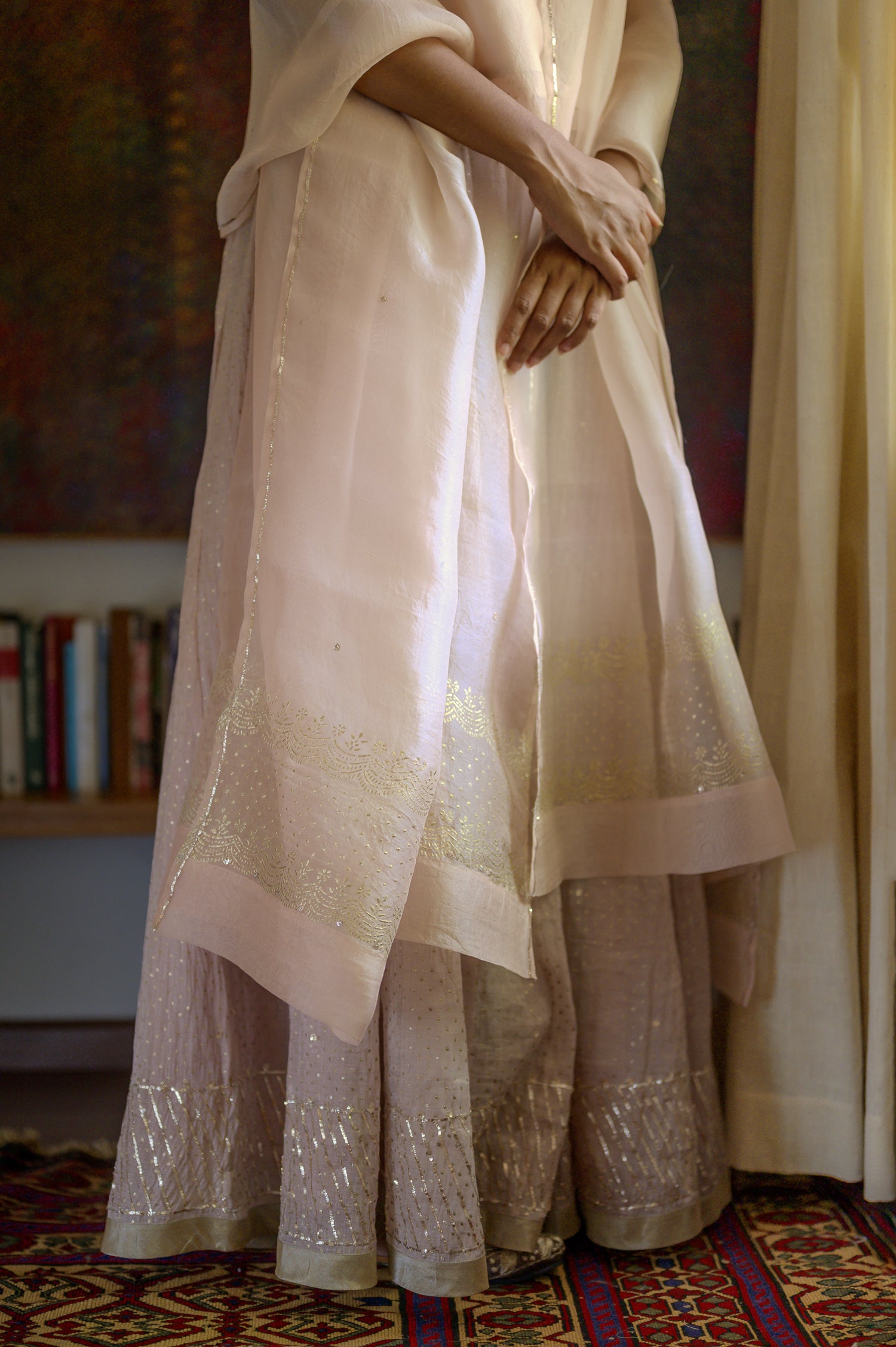 Leher Lehenga Set | Onion Pink