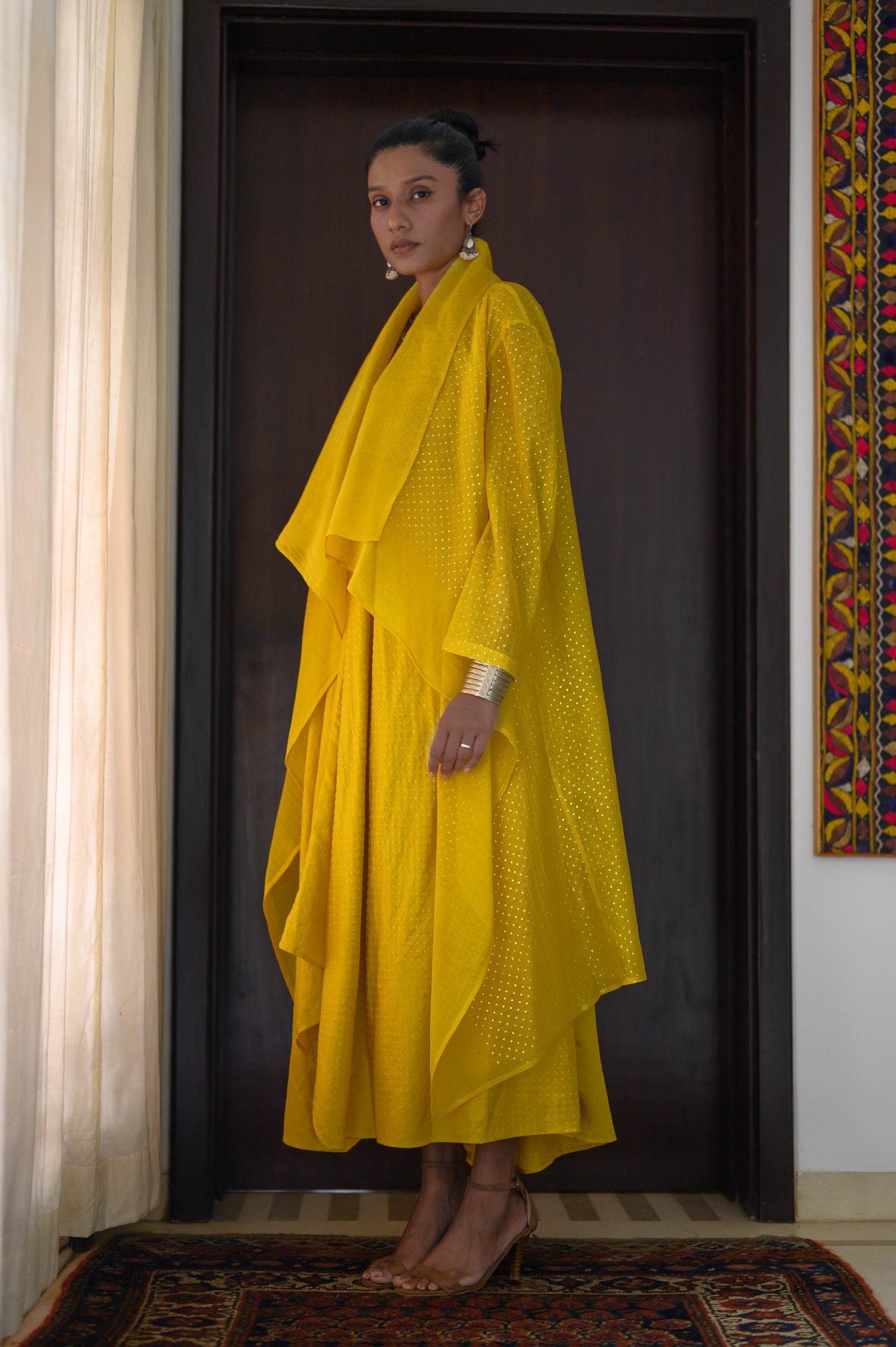 Spaghetti Dress | Dotted | Mustard
