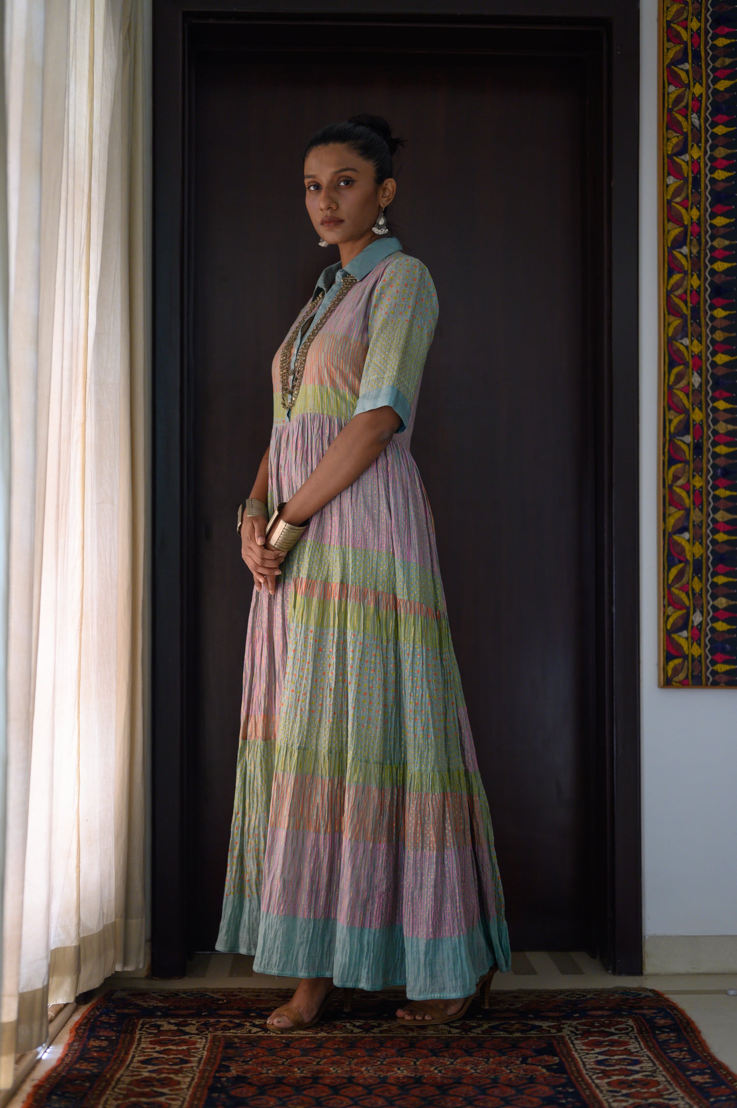 Long Shirred Dress | Multi