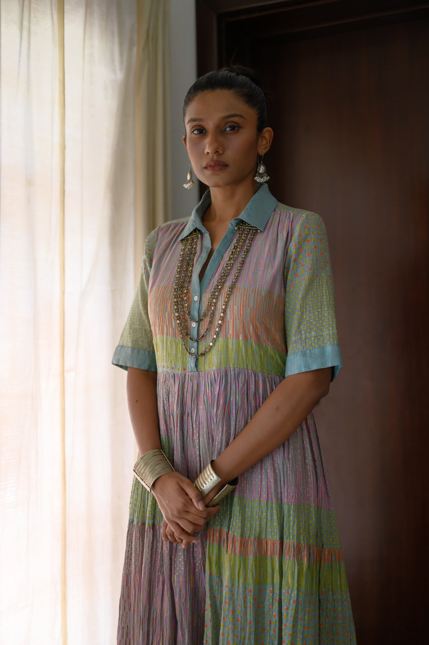 Long Shirred Dress | Multi