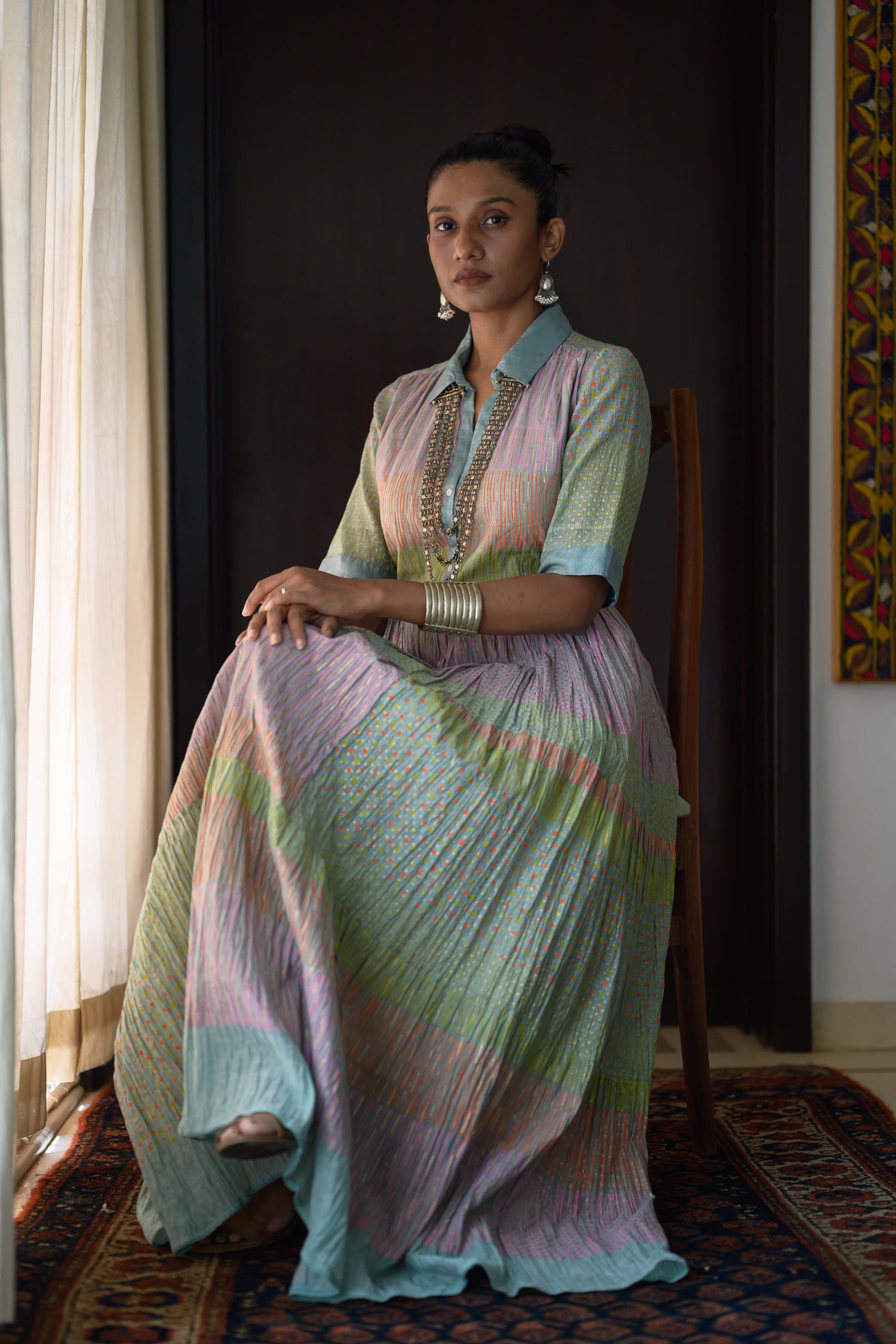 Long Shirred Dress | Multi