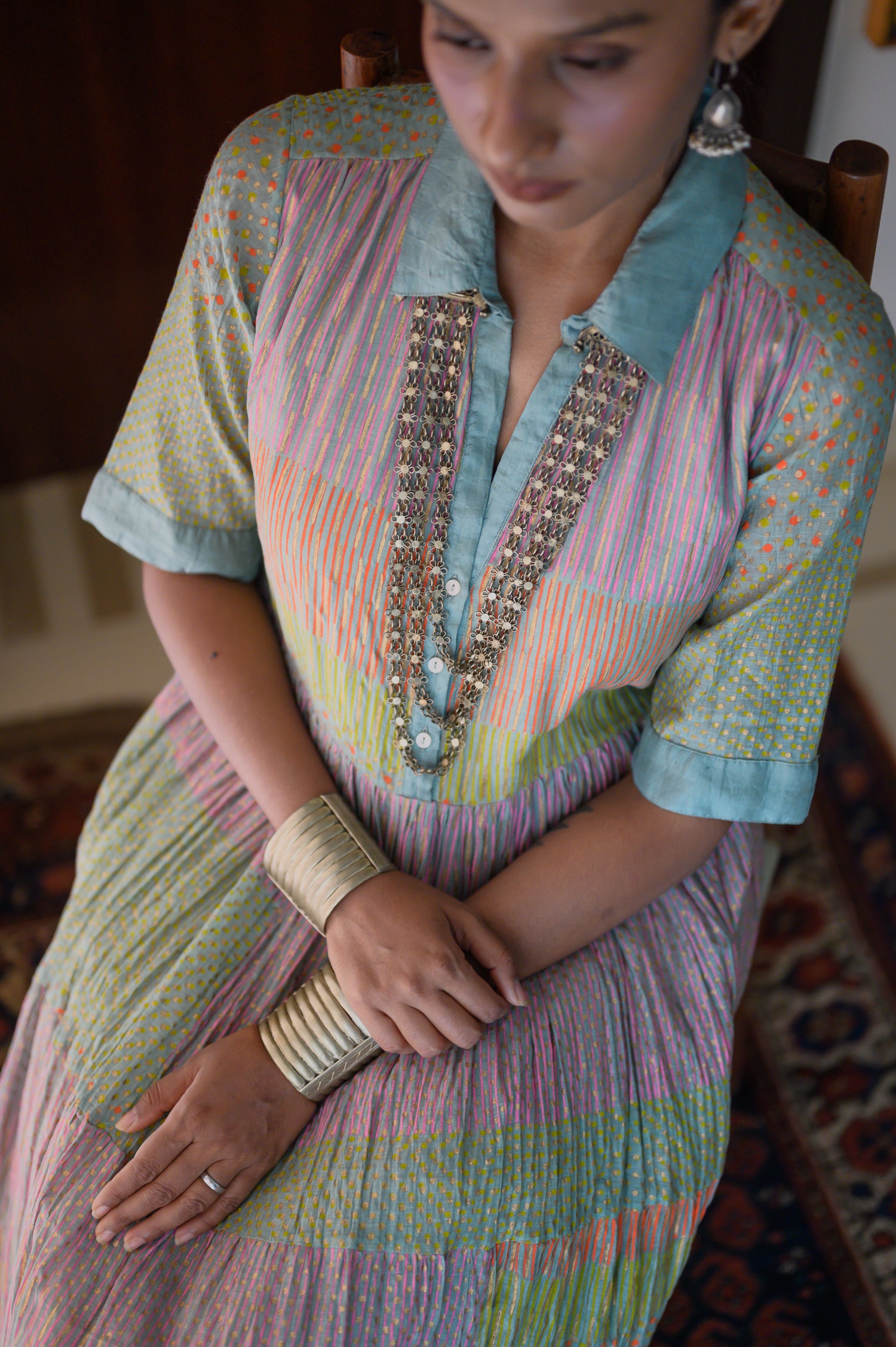 Long Shirred Dress | Multi