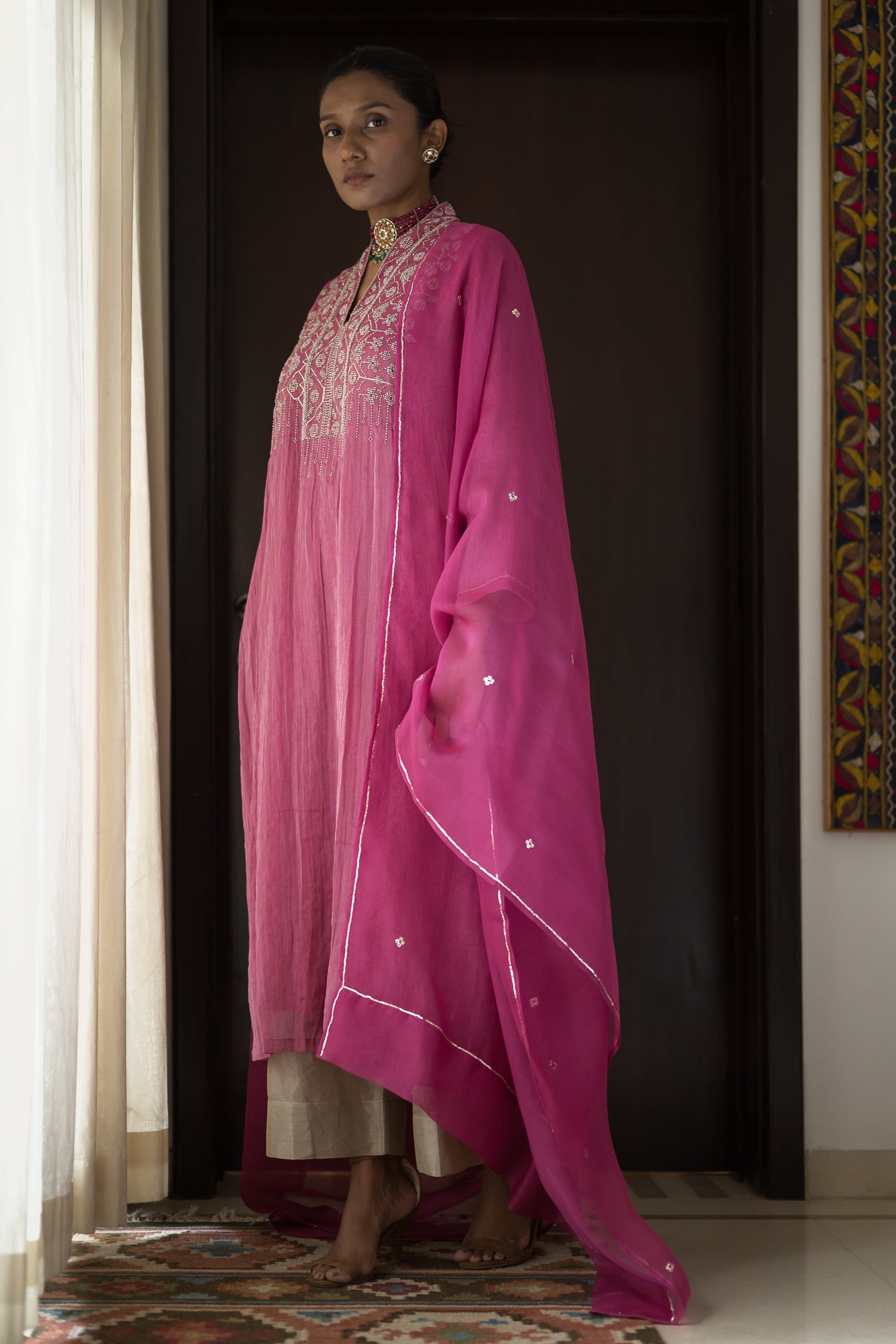 Afsara Kurta | Hot Pink