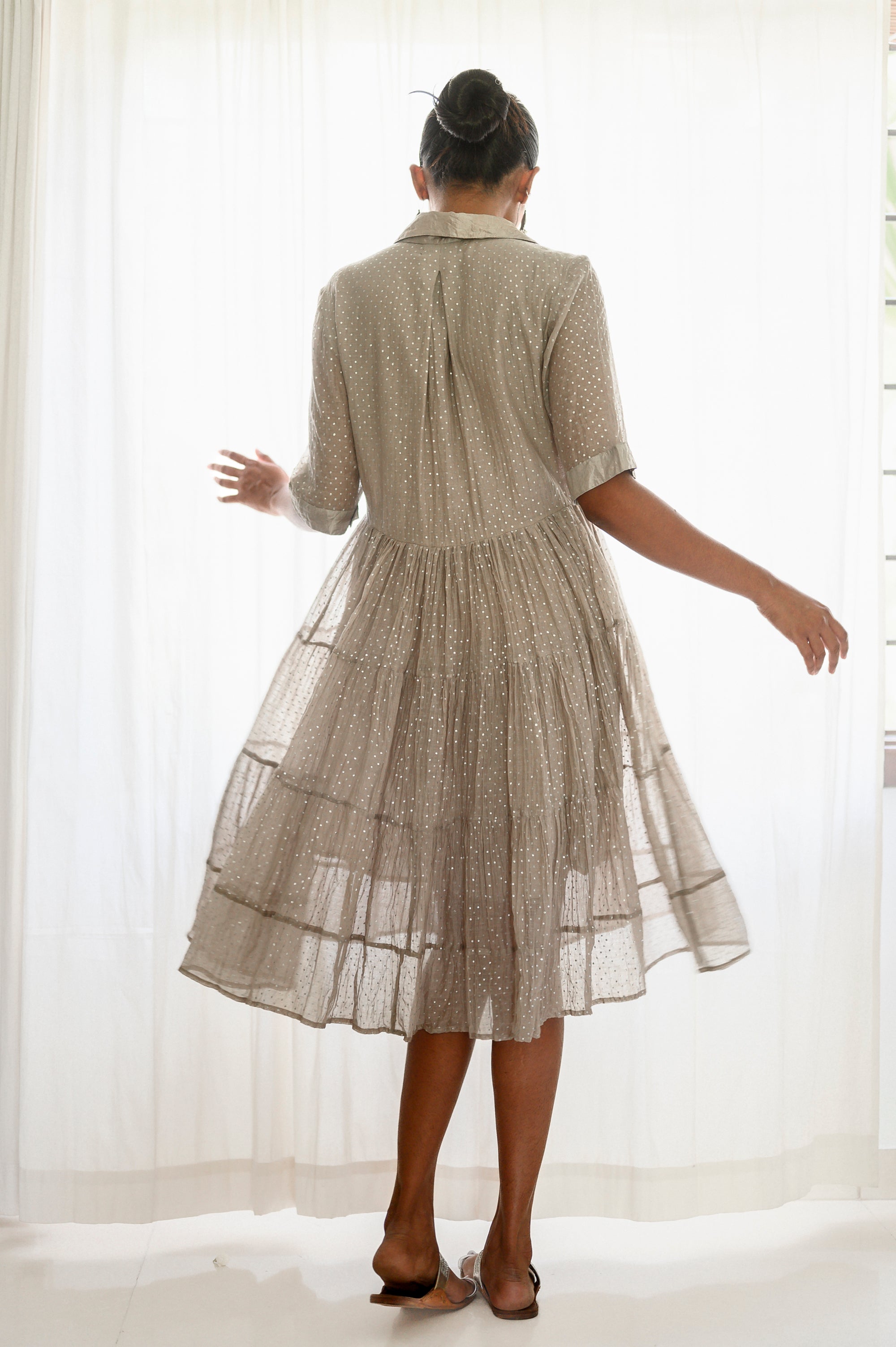Short Shirred Dress | Silver