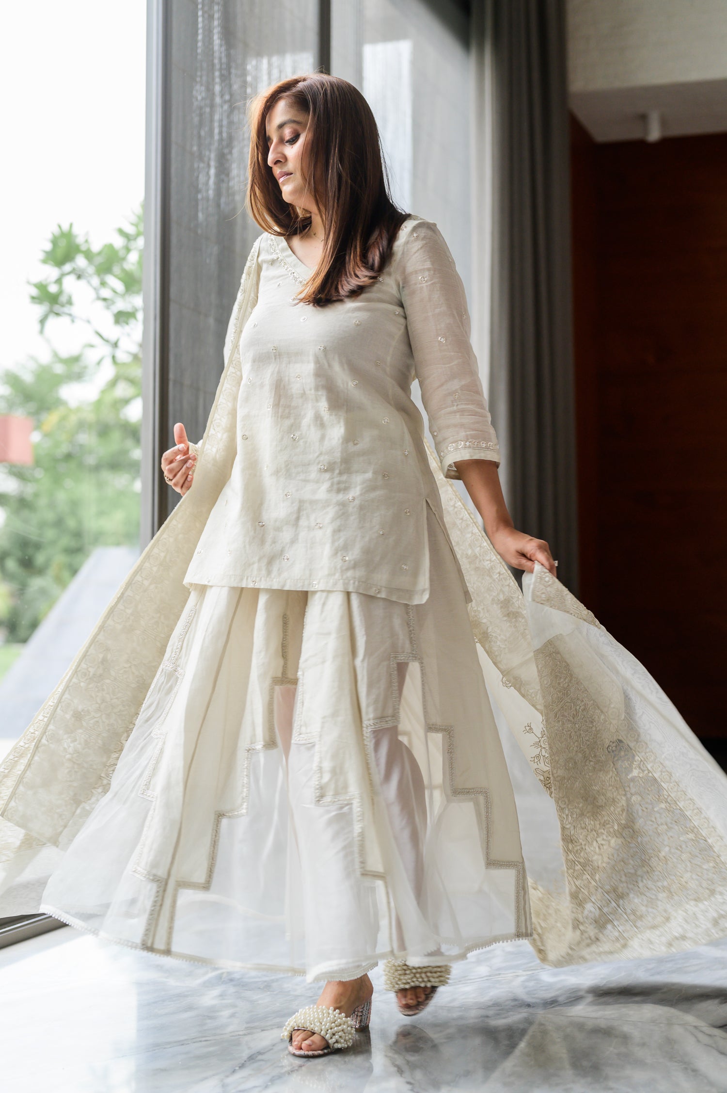Charbagh Sharara Set | Silver