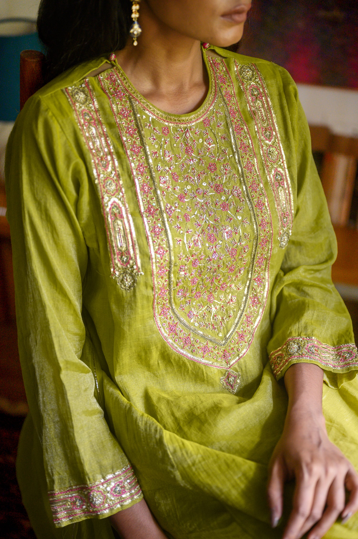 Raheem Kurta | Lime Green