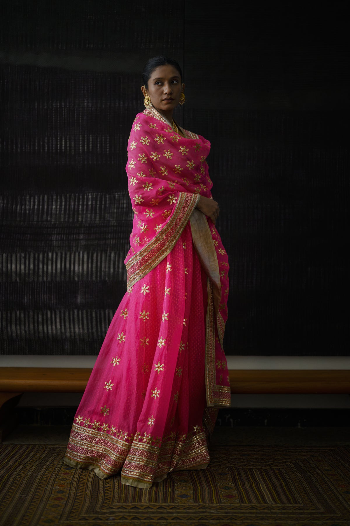 Gota Patti Phool Set | Hot Pink