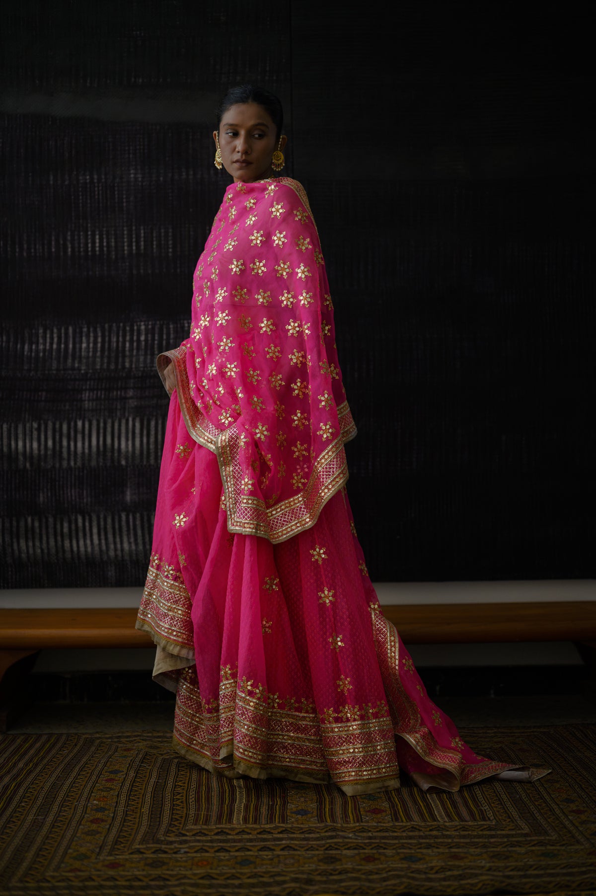 Gota Patti Phool Set | Hot Pink