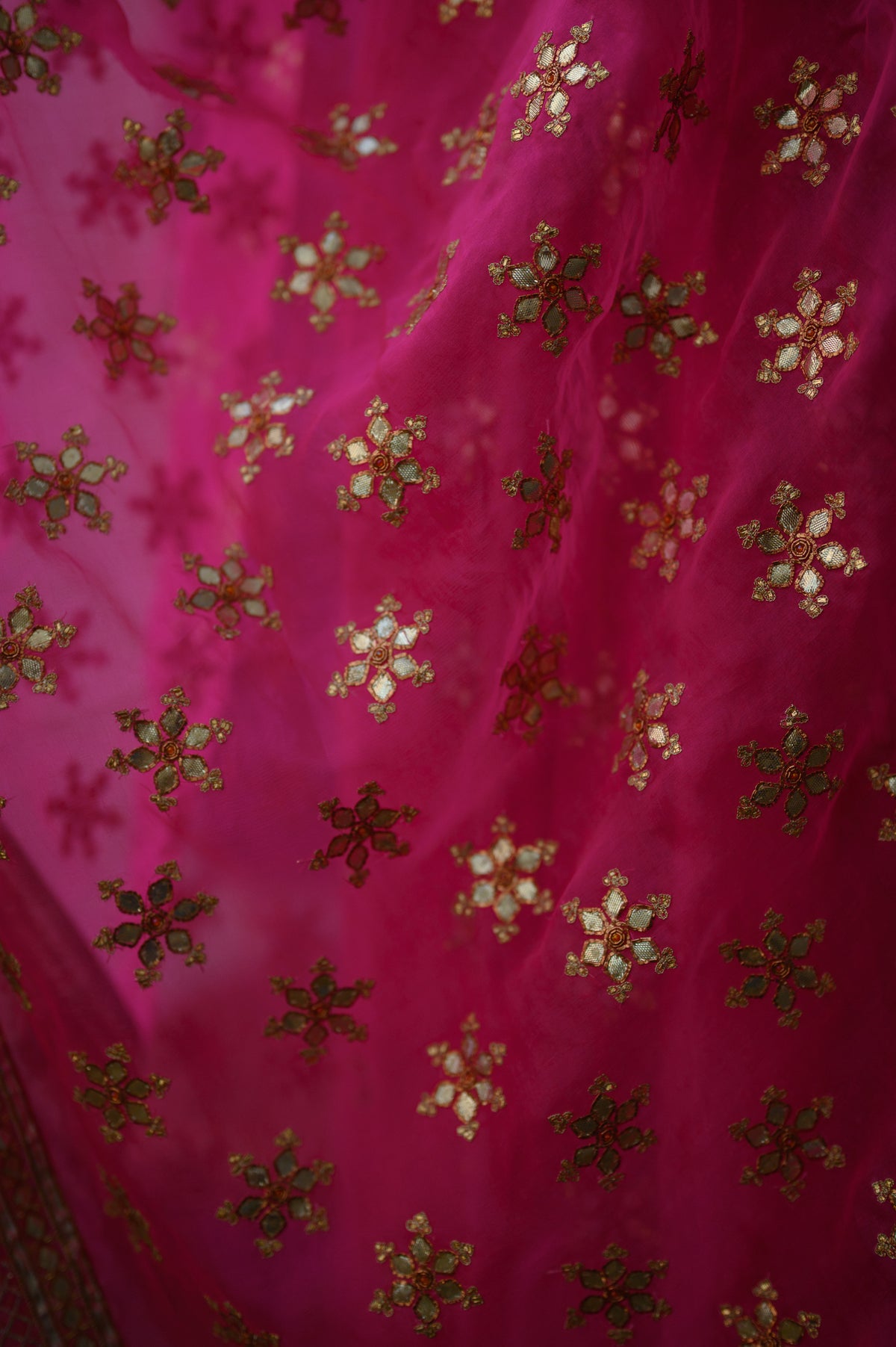 Gota Patti Phool Set | Hot Pink