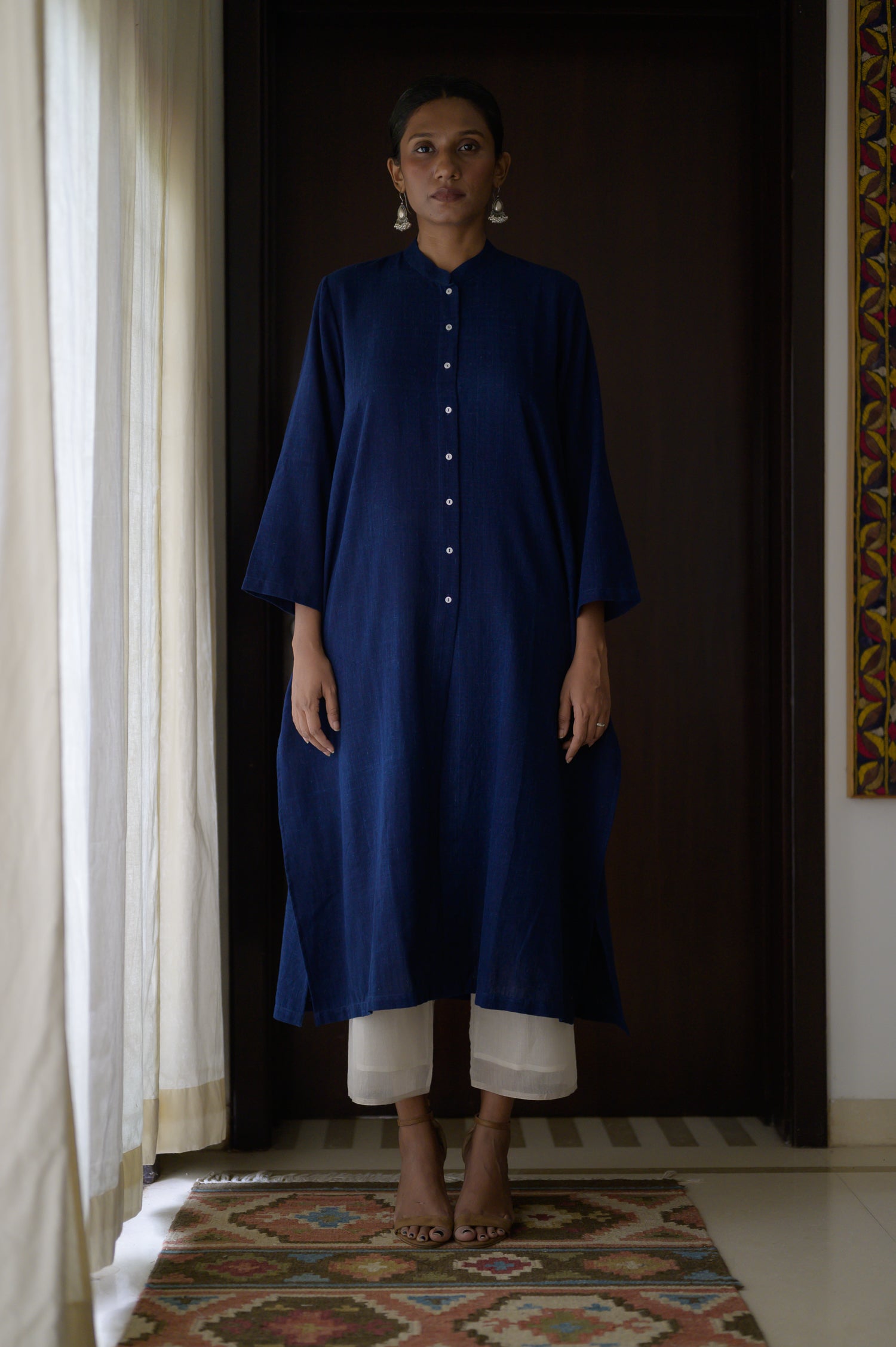 Long Open Shirt | Indigo Blue