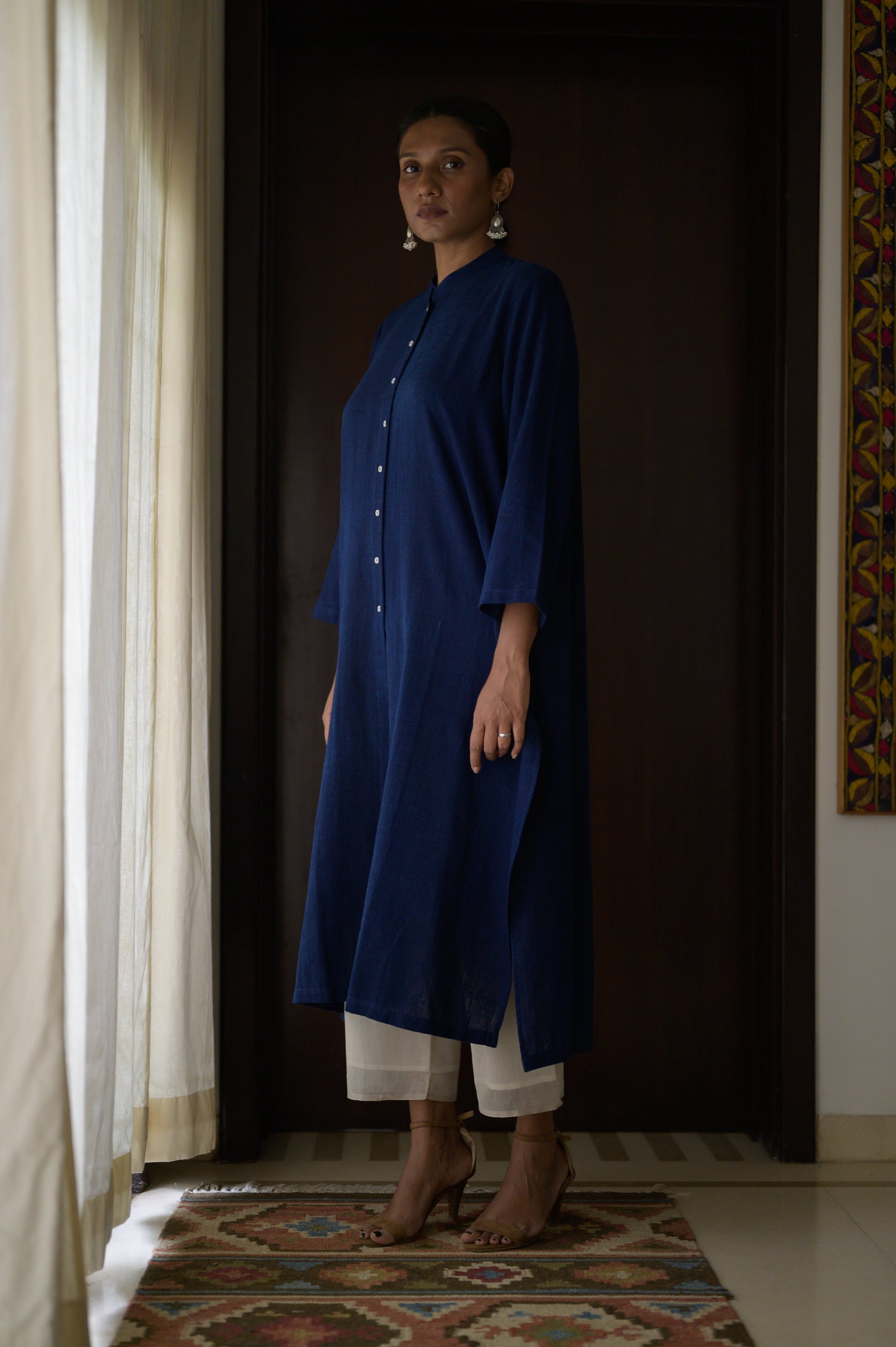 Long Open Shirt | Indigo Blue