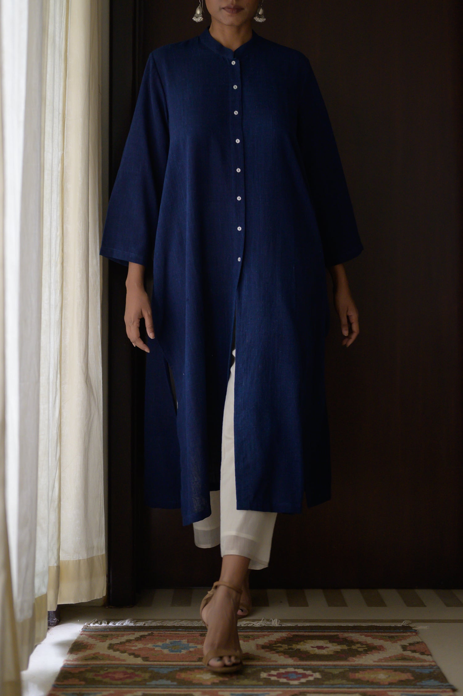 Long Open Shirt | Indigo Blue