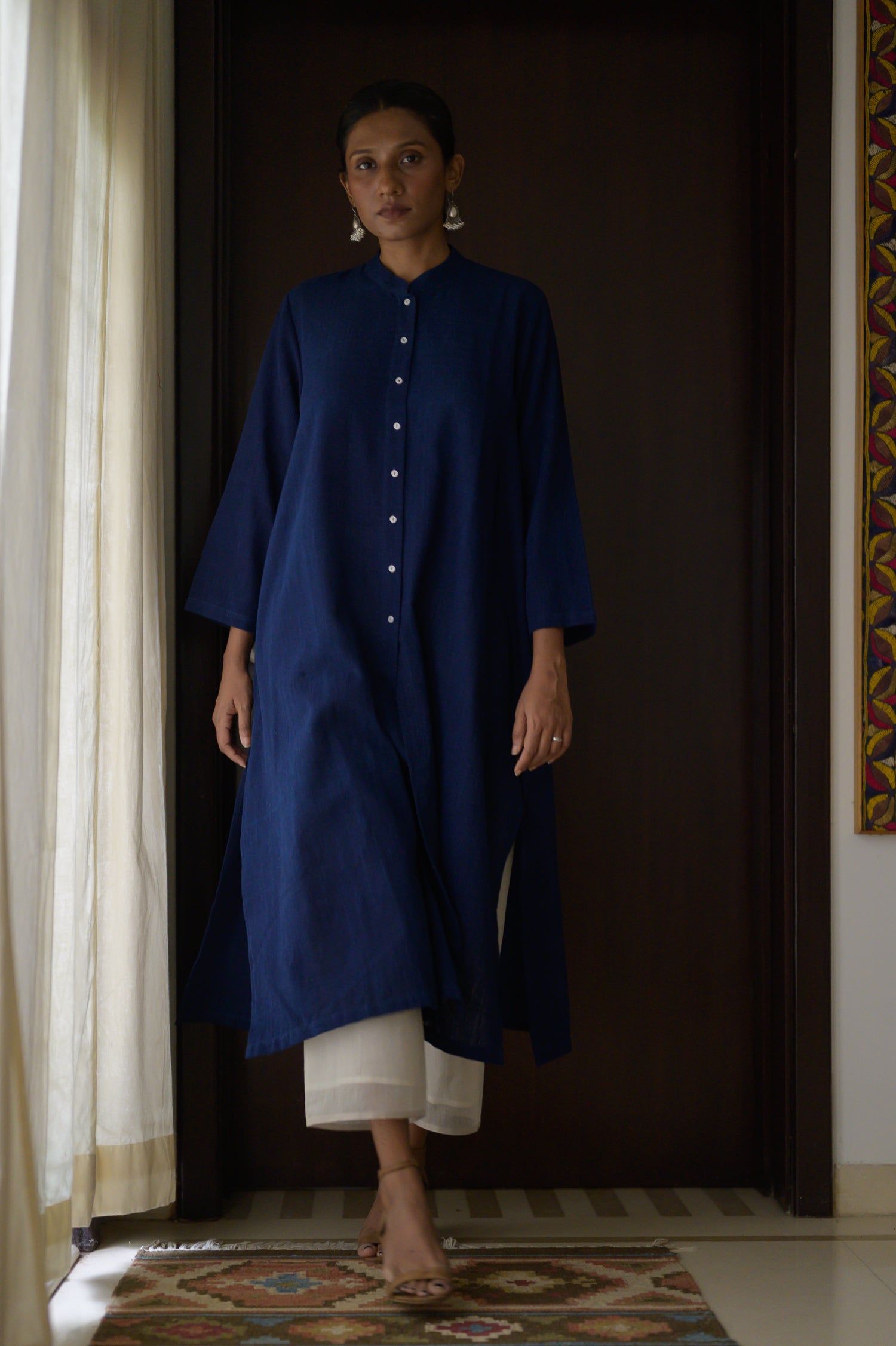 Long Open Shirt | Indigo Blue