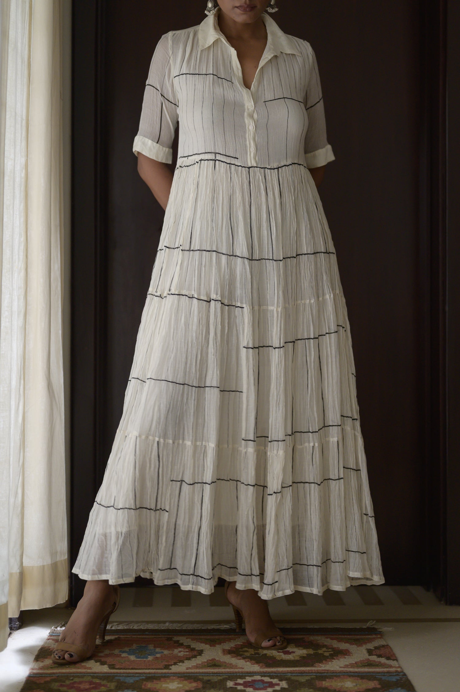 Long Shirred Dress | Grid