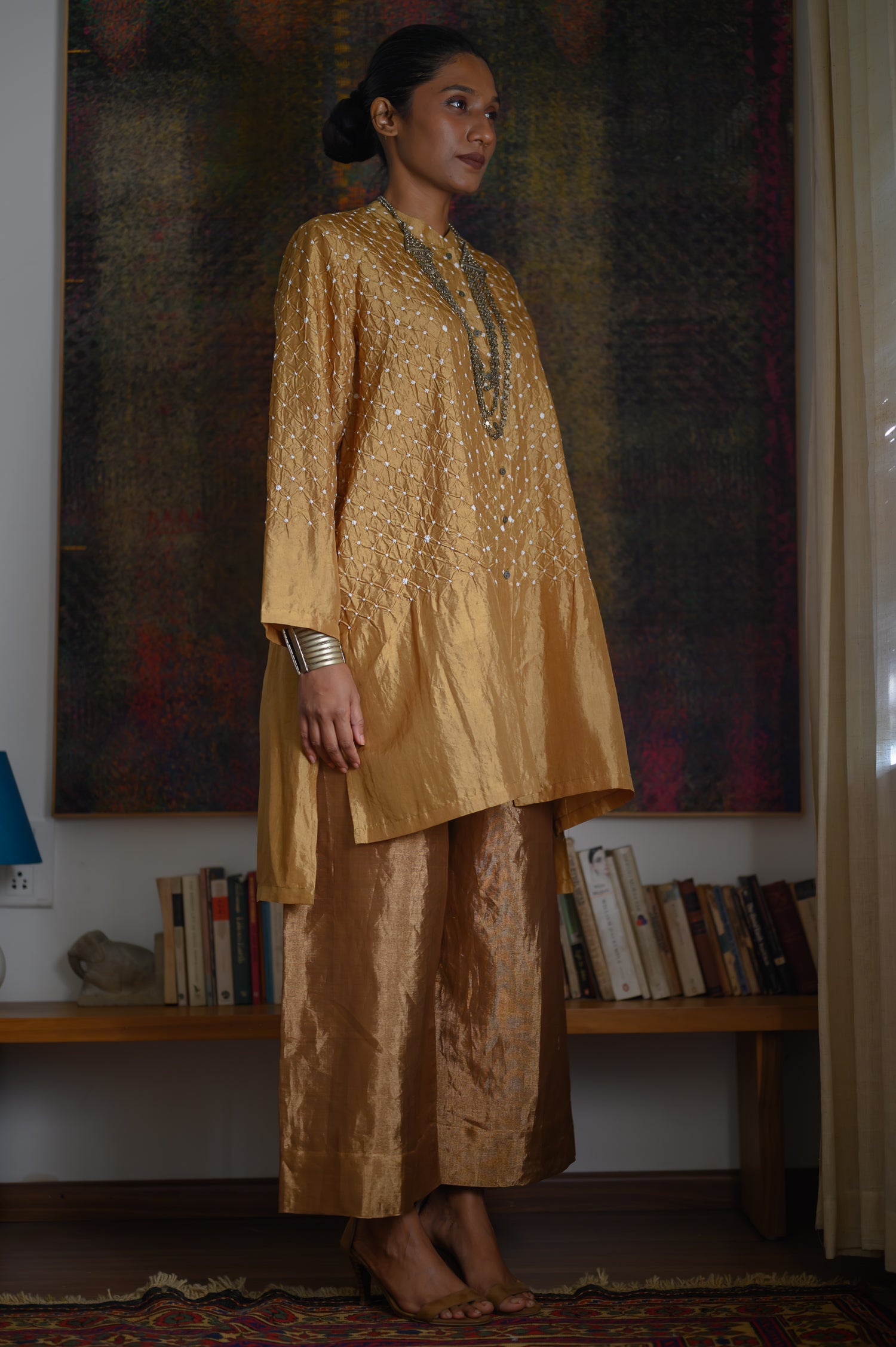 Big Shirt | Bandhani | Gold