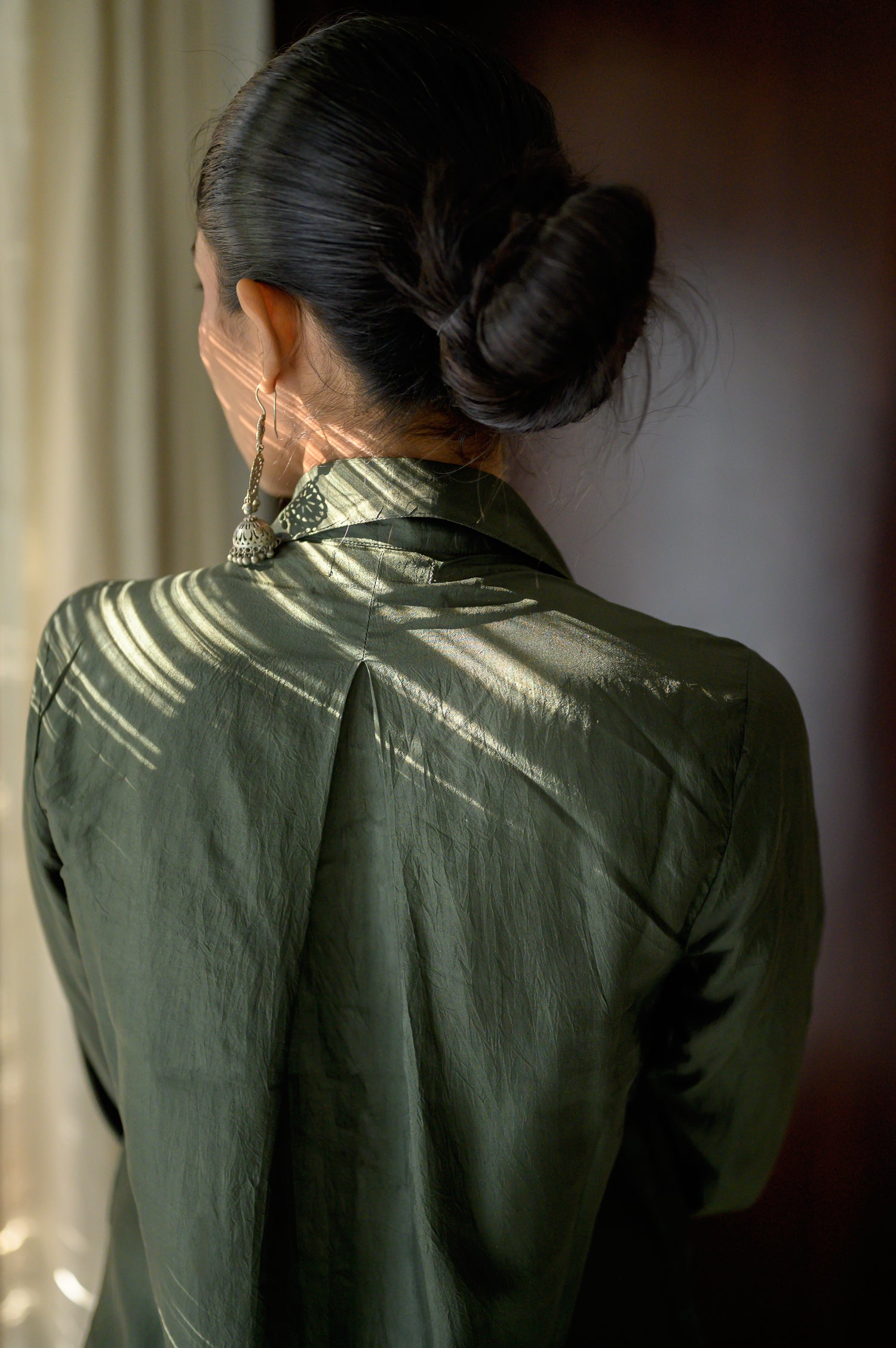 Shirt with Gathers | Moss