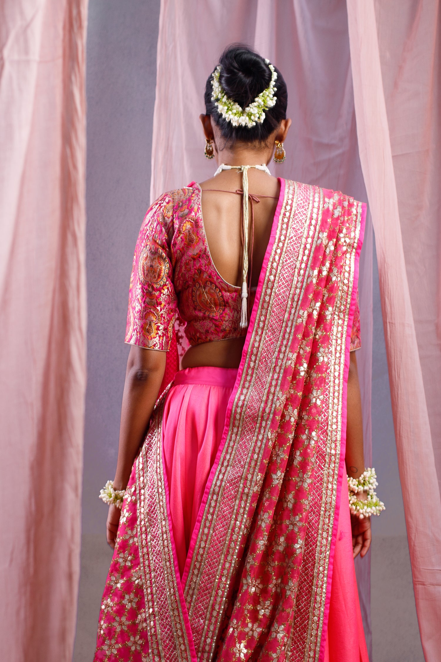 Gota Patti Phool Lehenga Set | Rani Pink