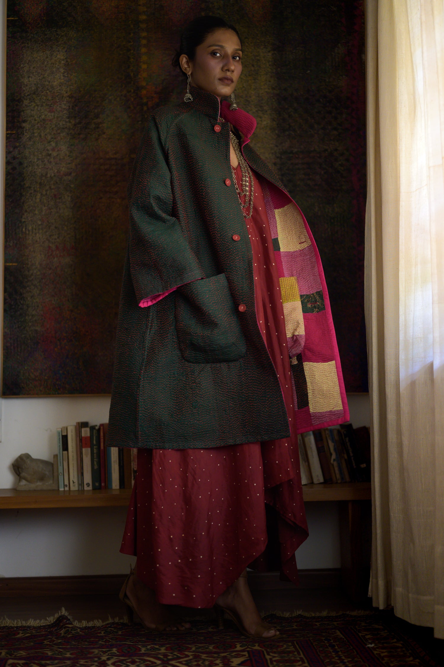 Kabira Jacket | Pink & Emerald