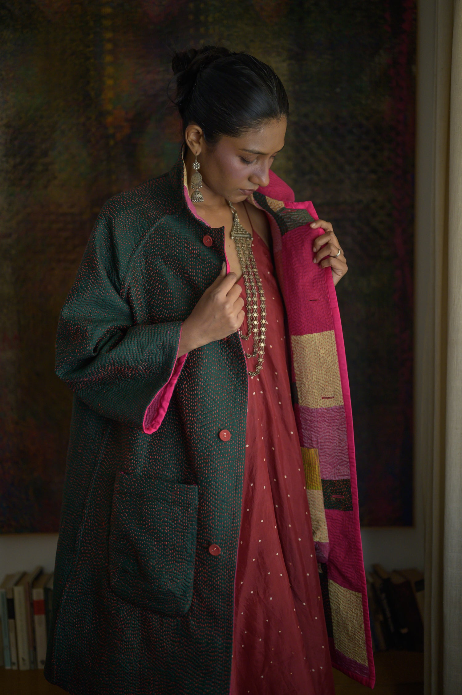 Kabira Jacket | Pink & Emerald