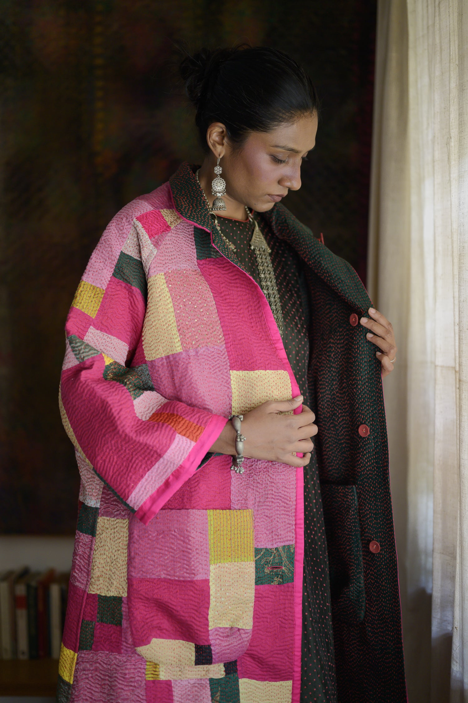 Kabira Jacket | Pink & Emerald