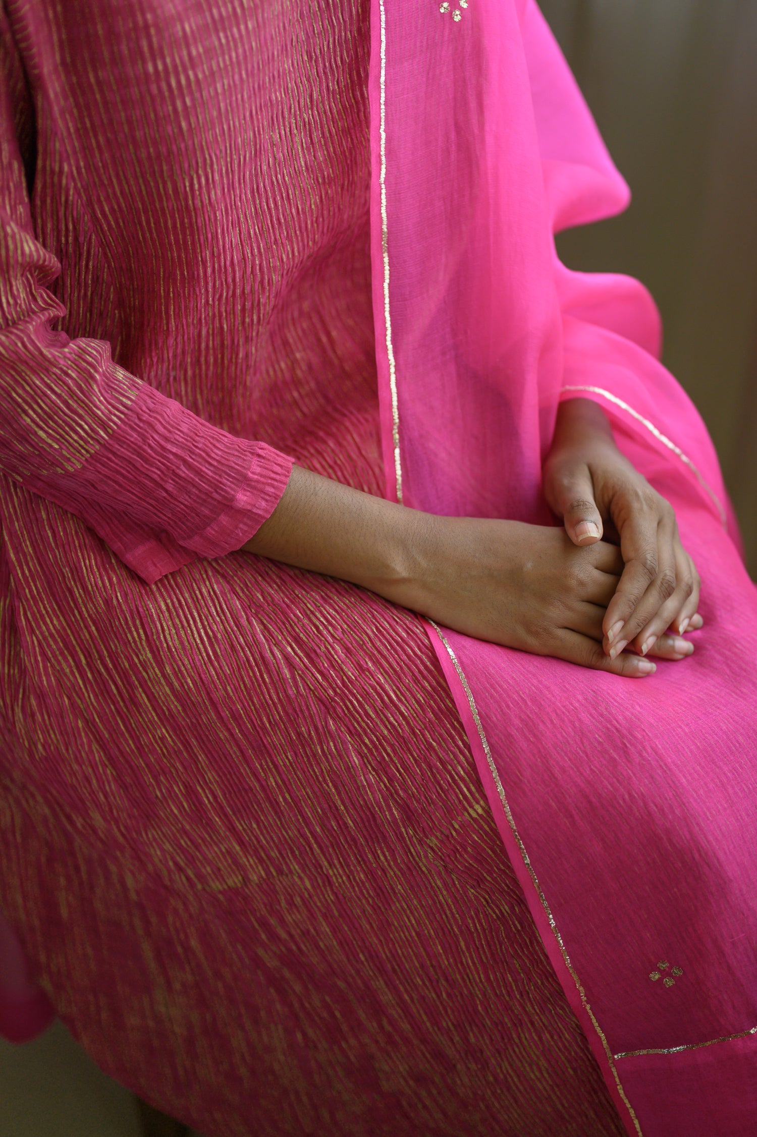 Afghan Kurta | Gold Pinstripes