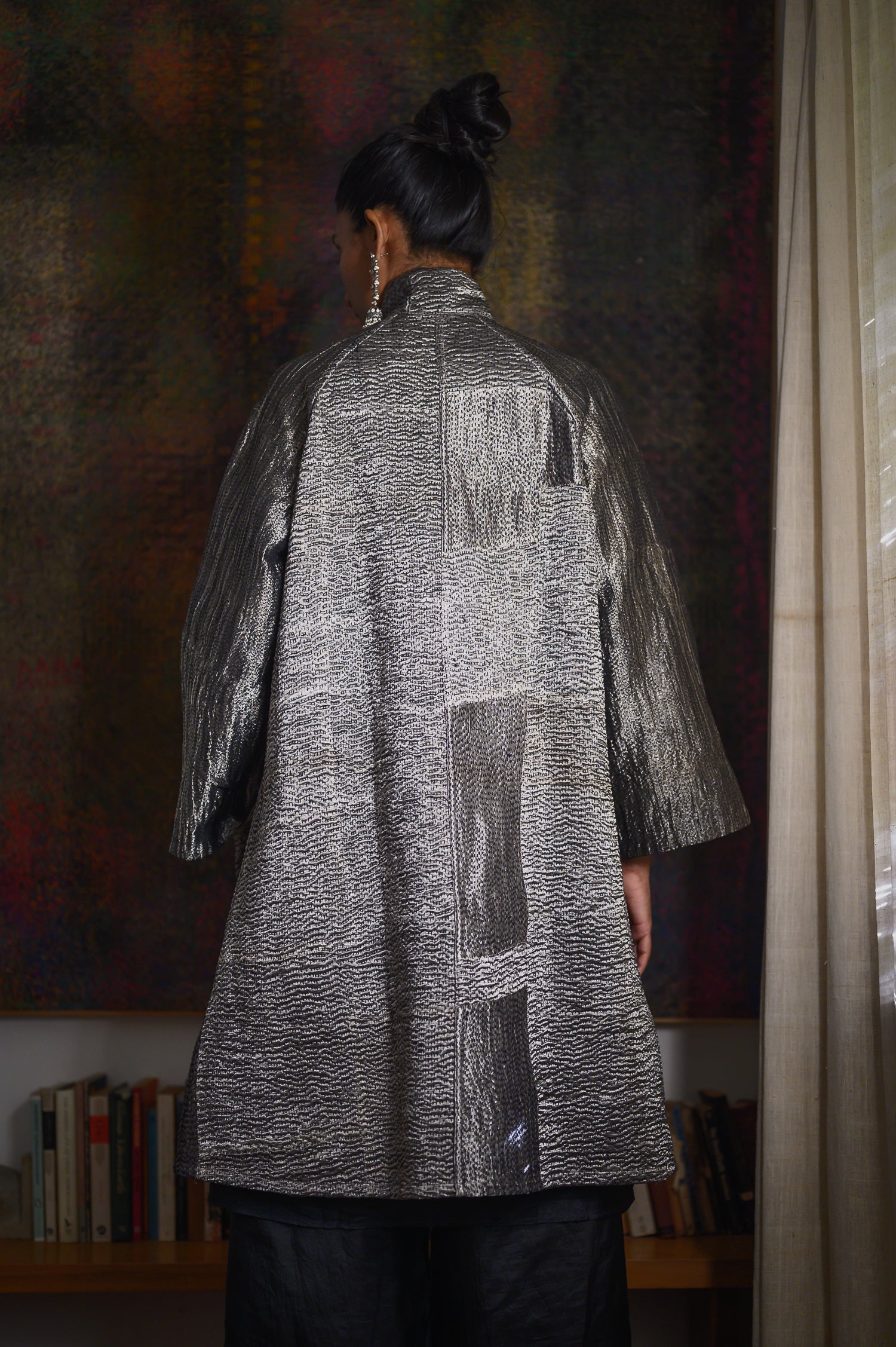 Kabira Jacket | Silver & Black/Burgundy