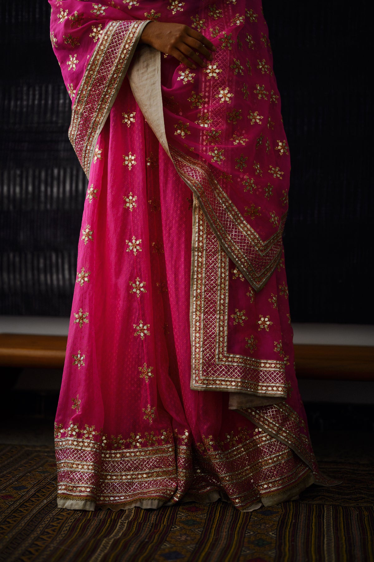 Gota Patti Phool Set | Hot Pink