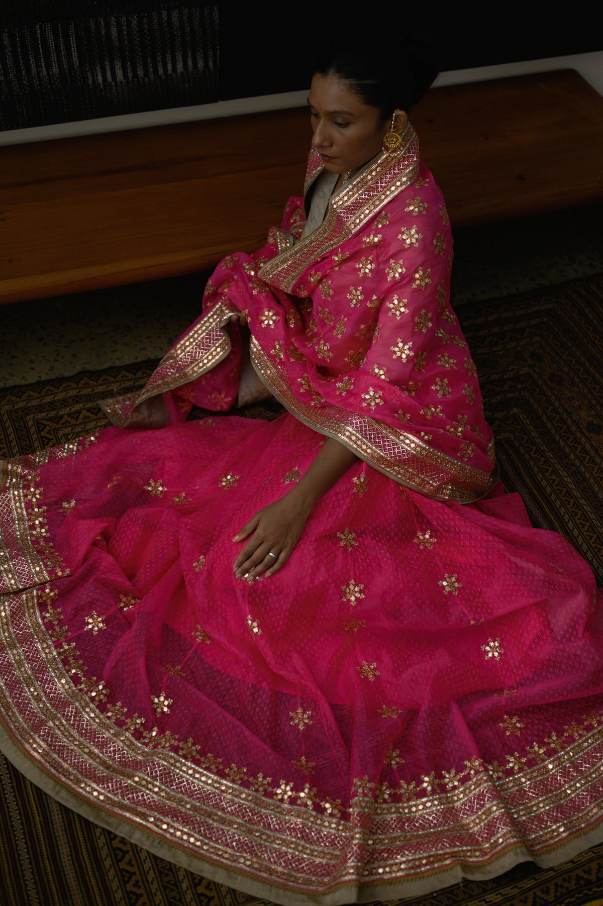 Gota Patti Phool Set | Hot Pink