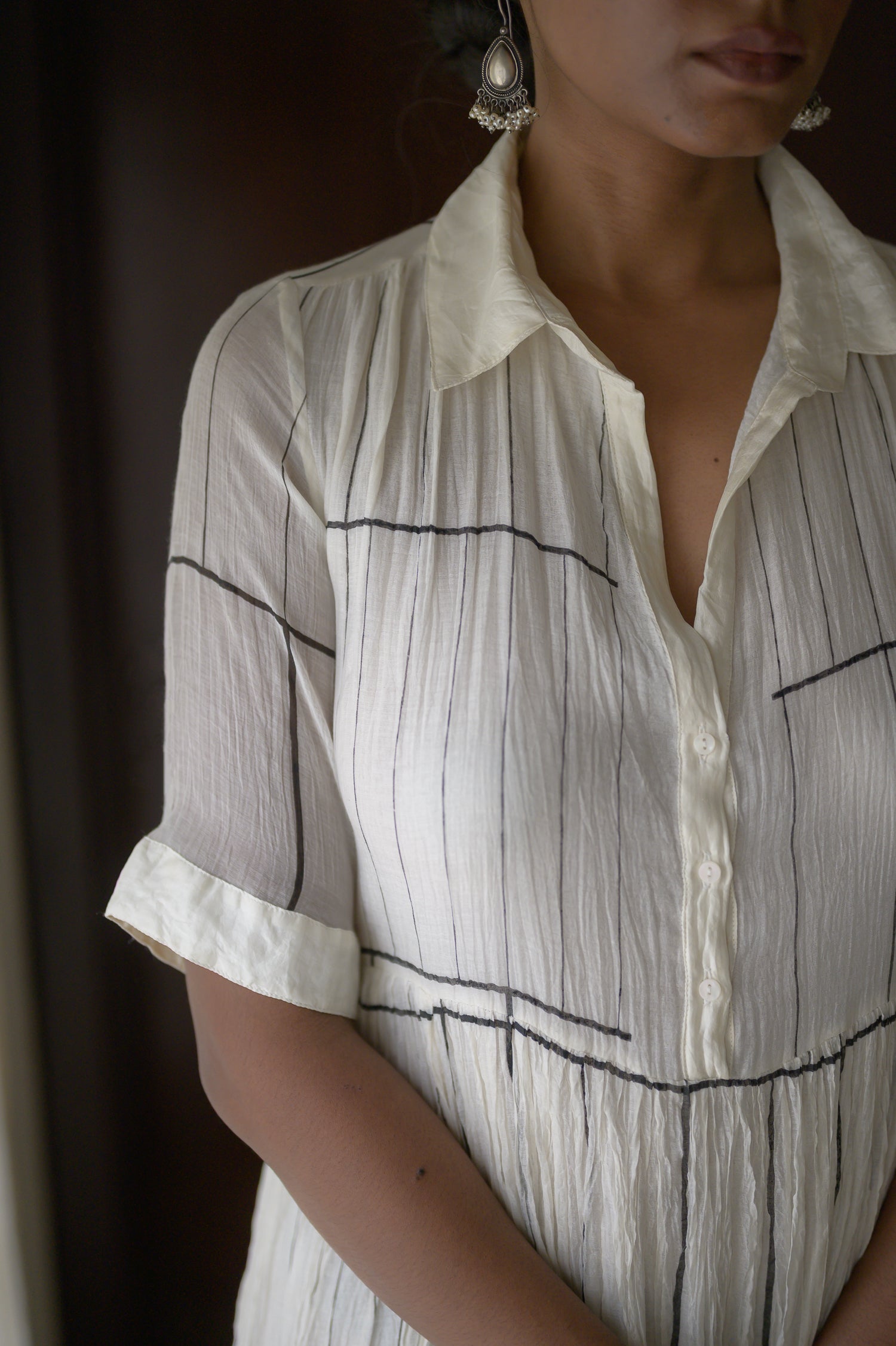 Long Shirred Dress | Grid