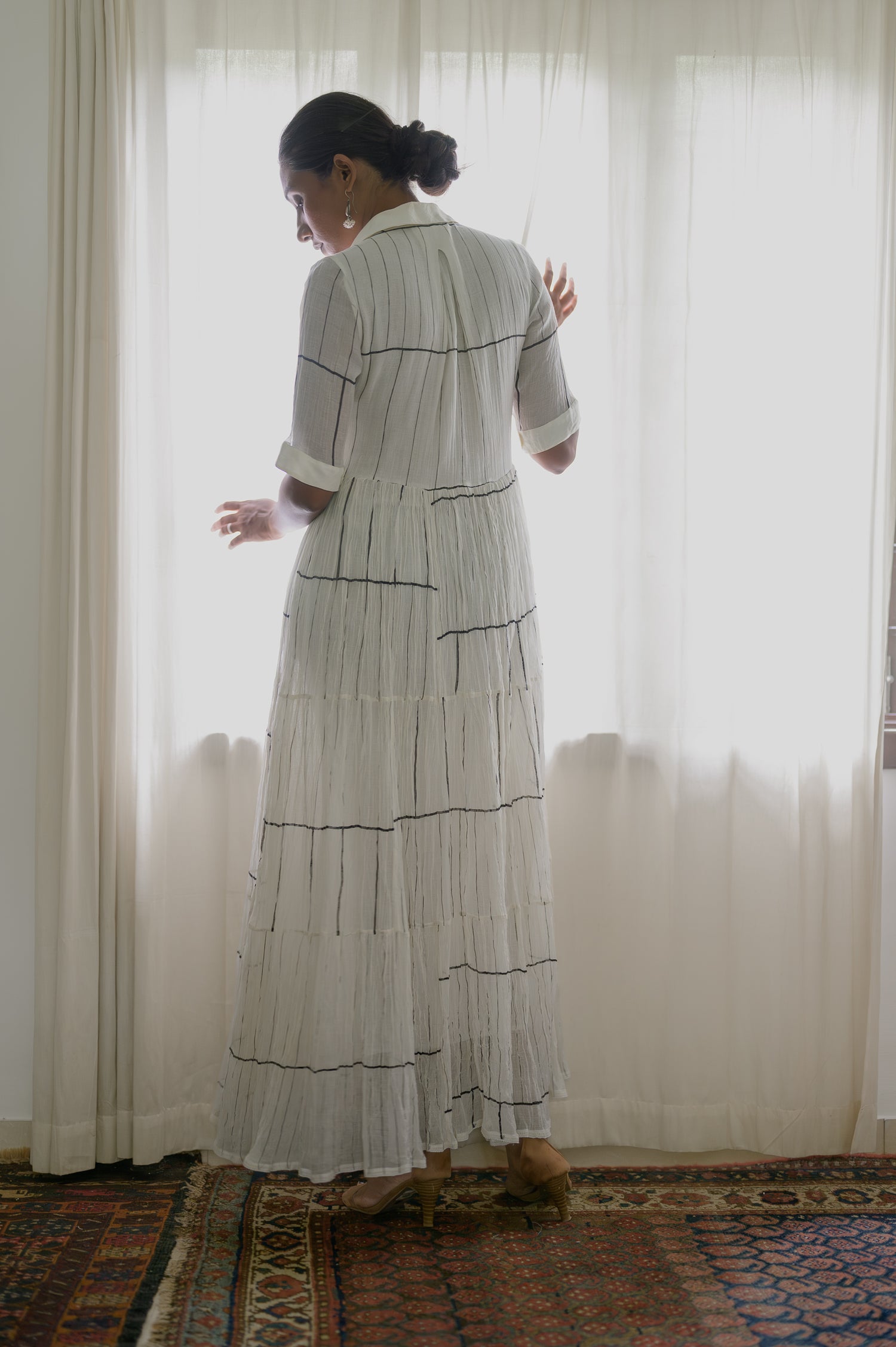 Long Shirred Dress | Grid