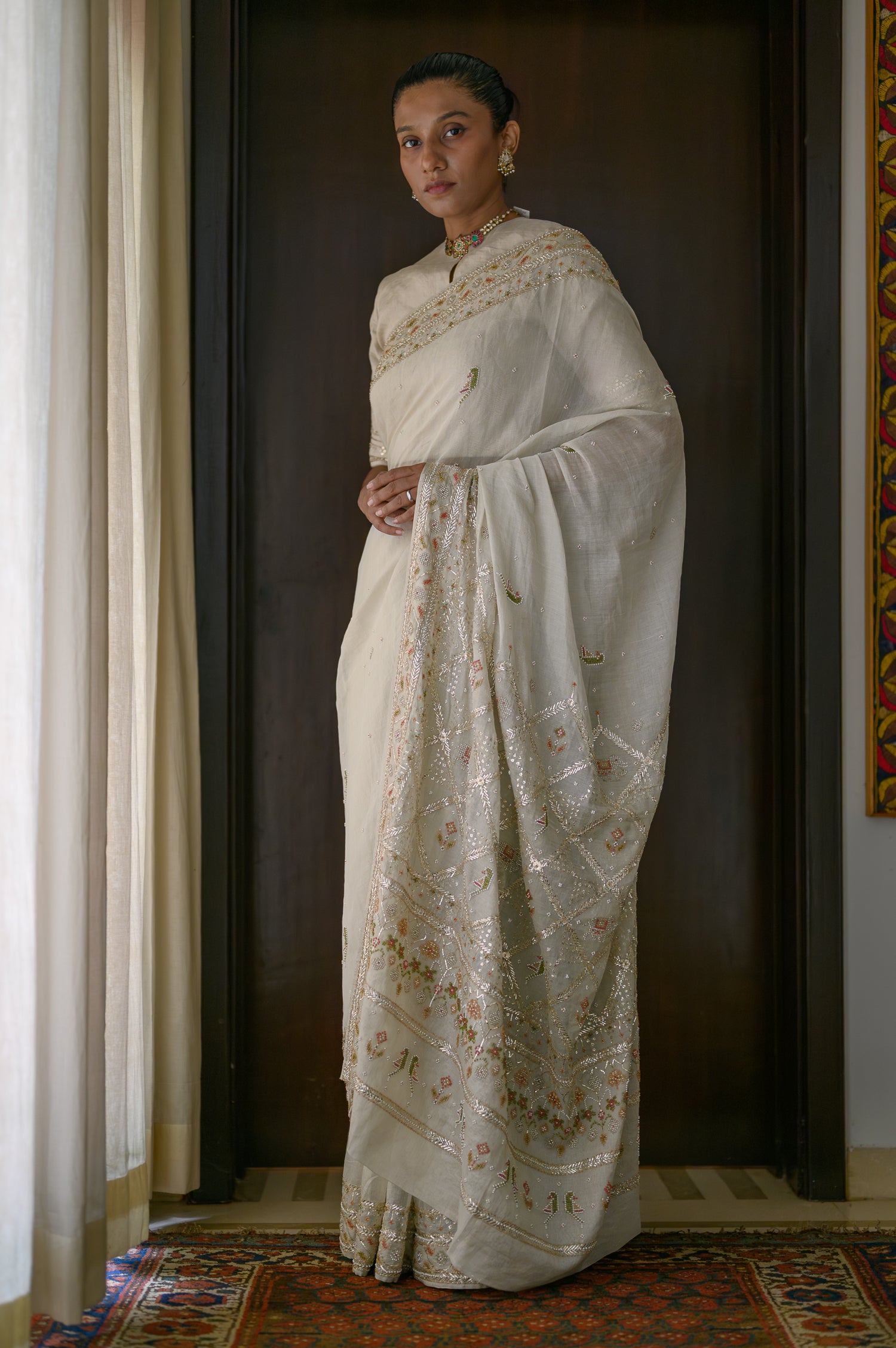 Patan Saree | Natural White