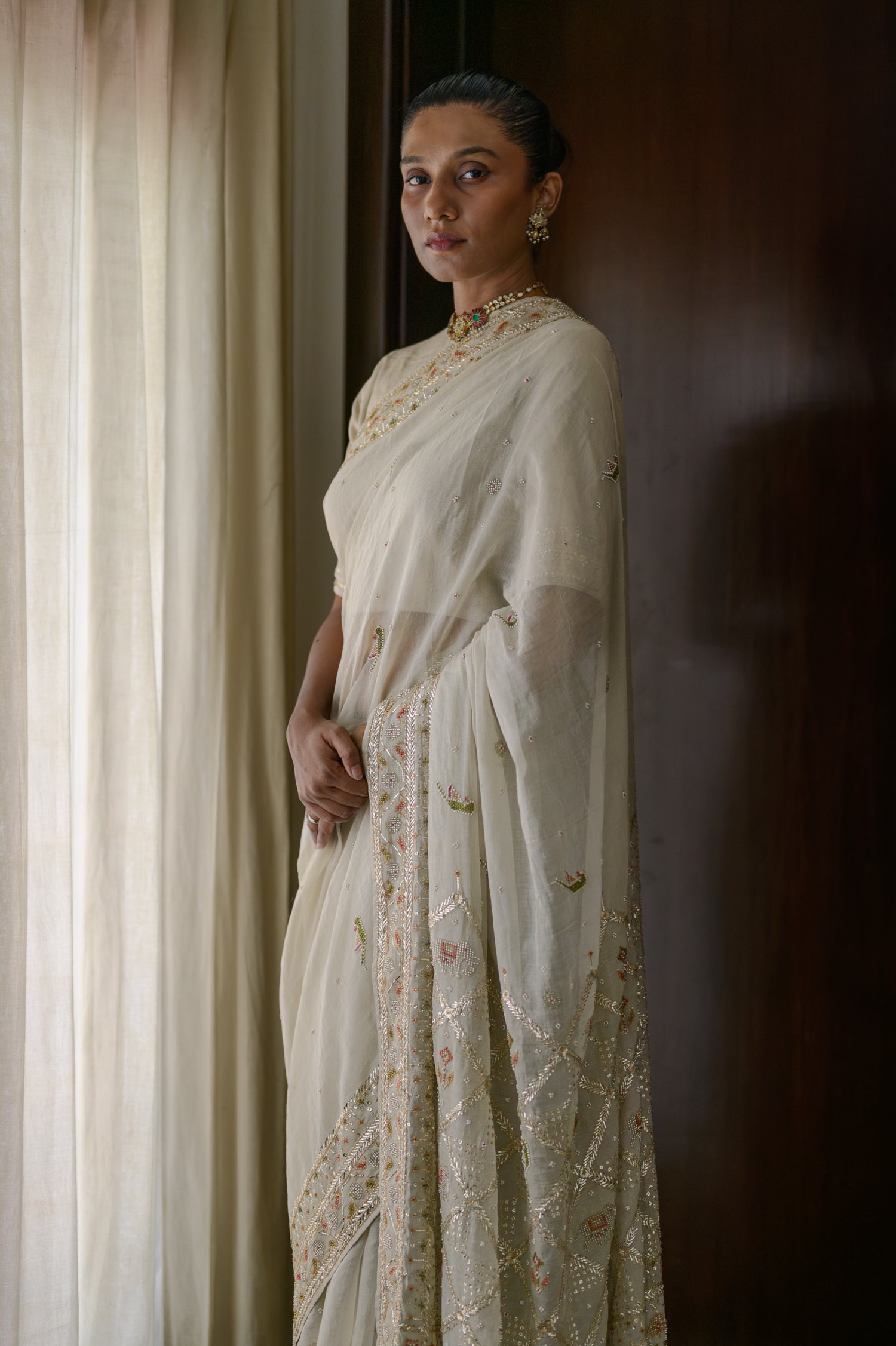 Patan Saree | Natural White