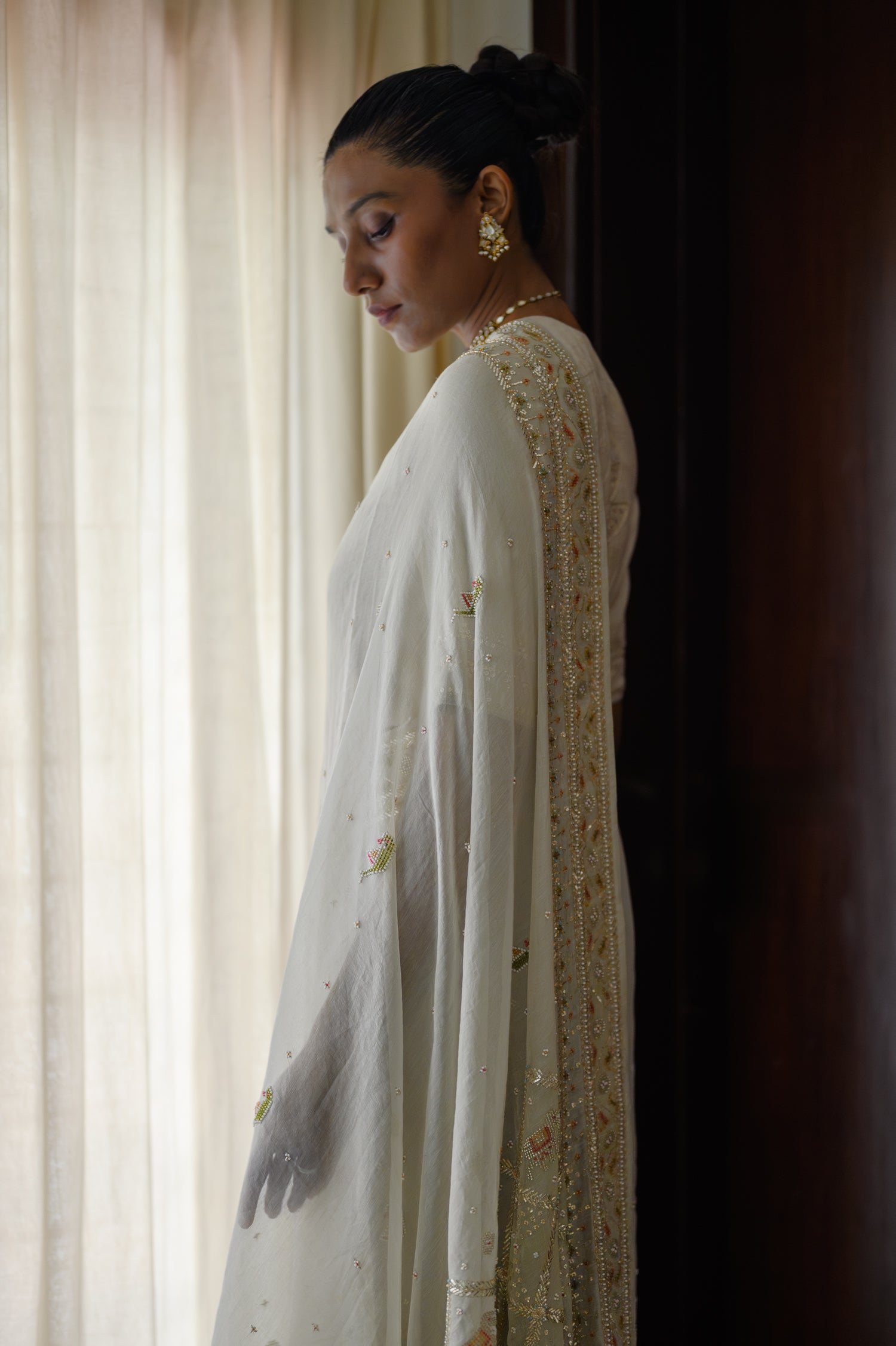 Patan Saree | Natural White