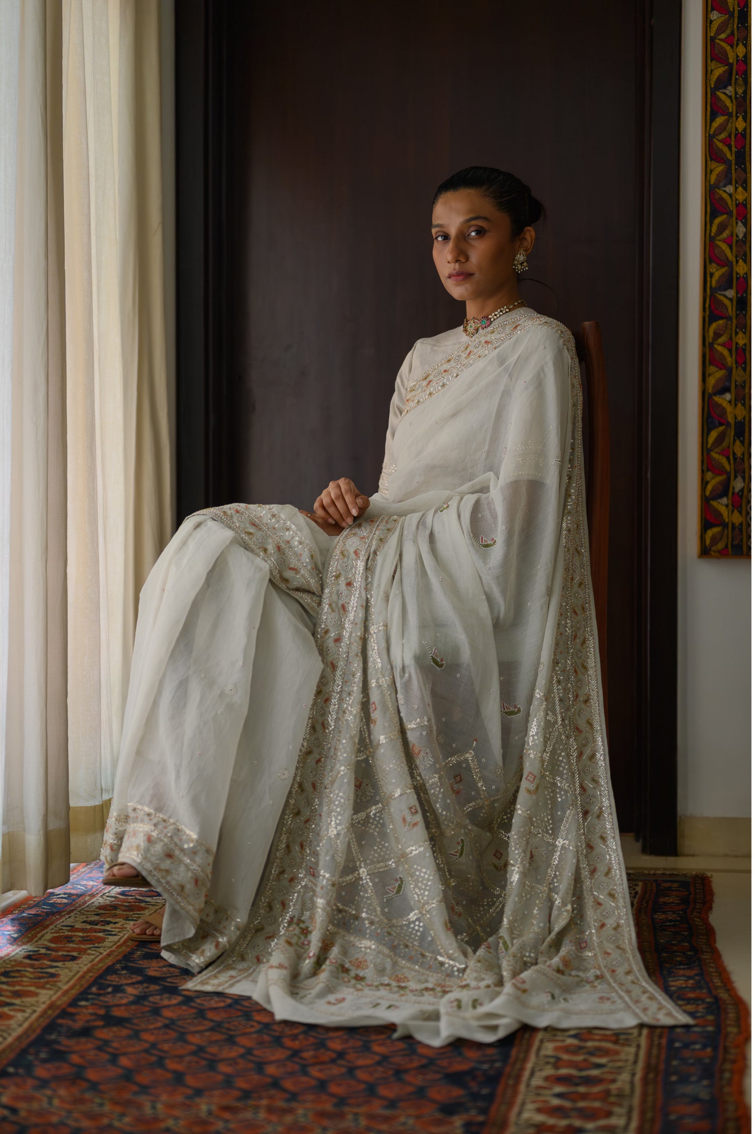 Patan Saree | Natural White