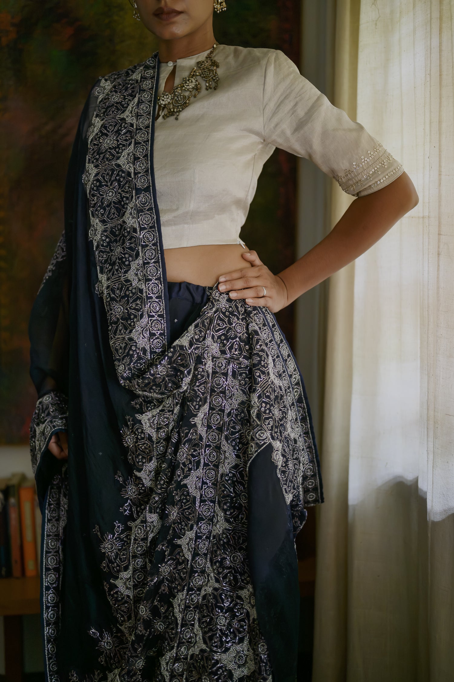 Charbagh Lehenga Set | Midnight
