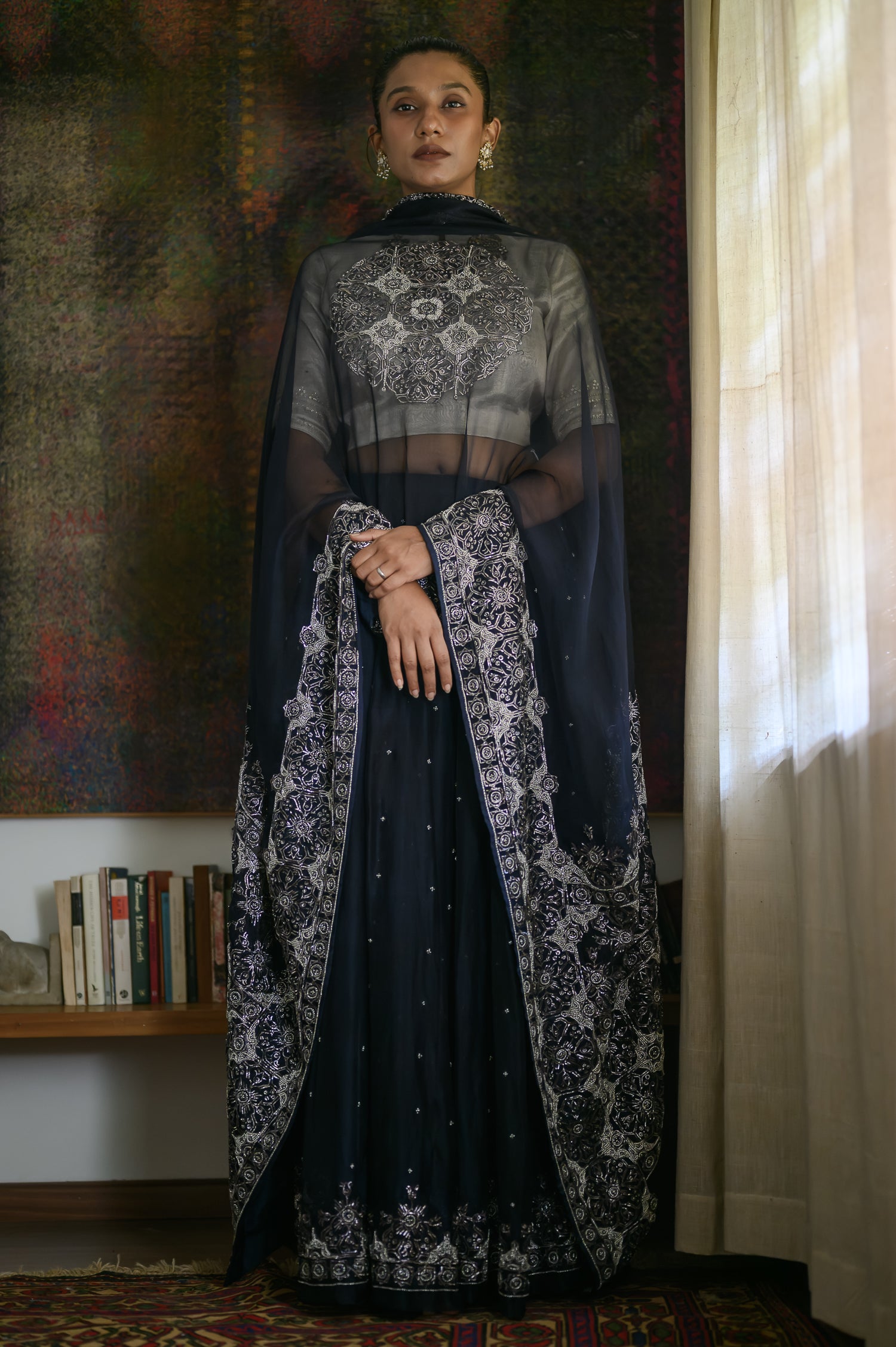 Charbagh Lehenga Set | Midnight