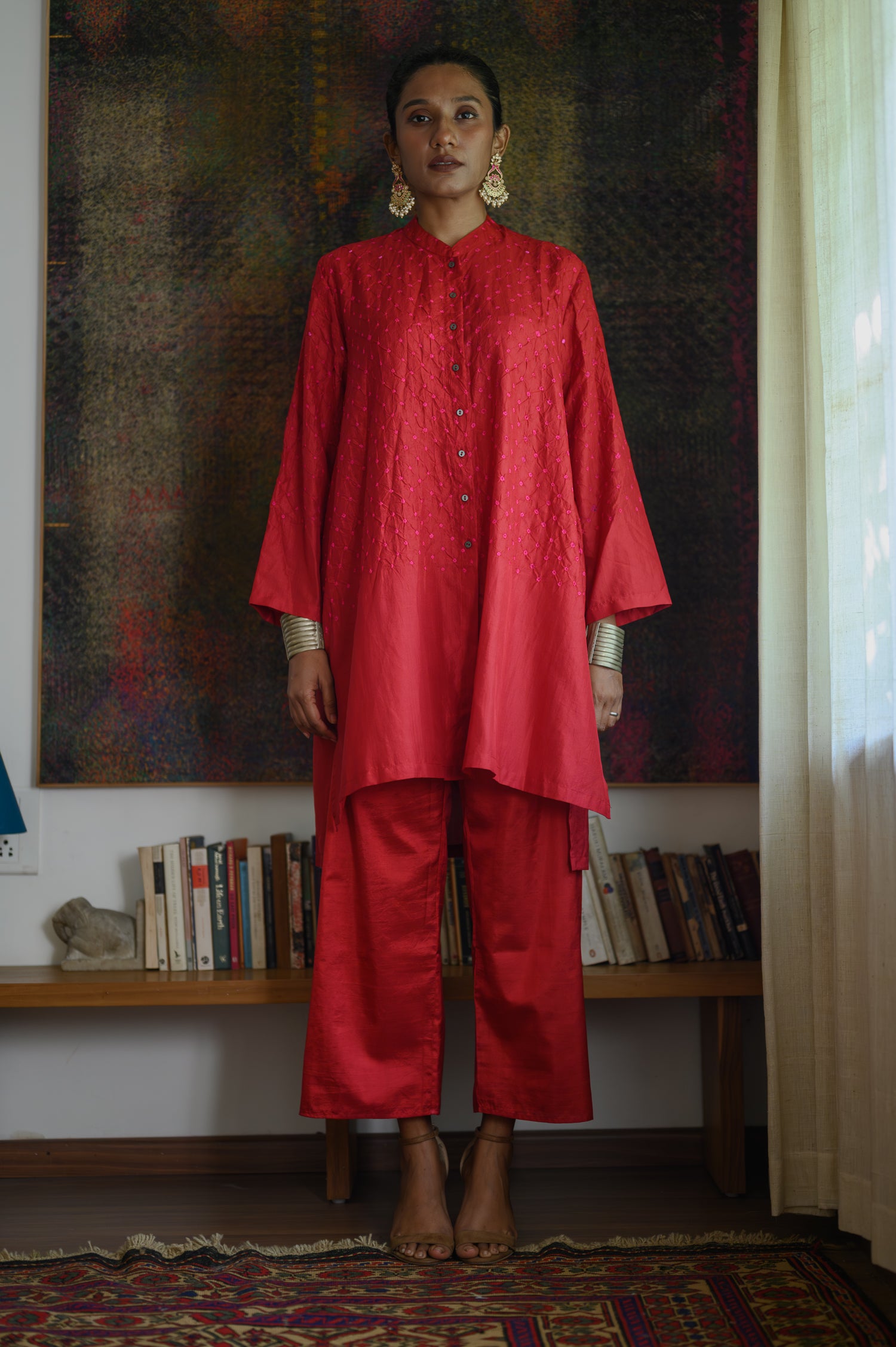 Big Shirt | Bandhani | Red