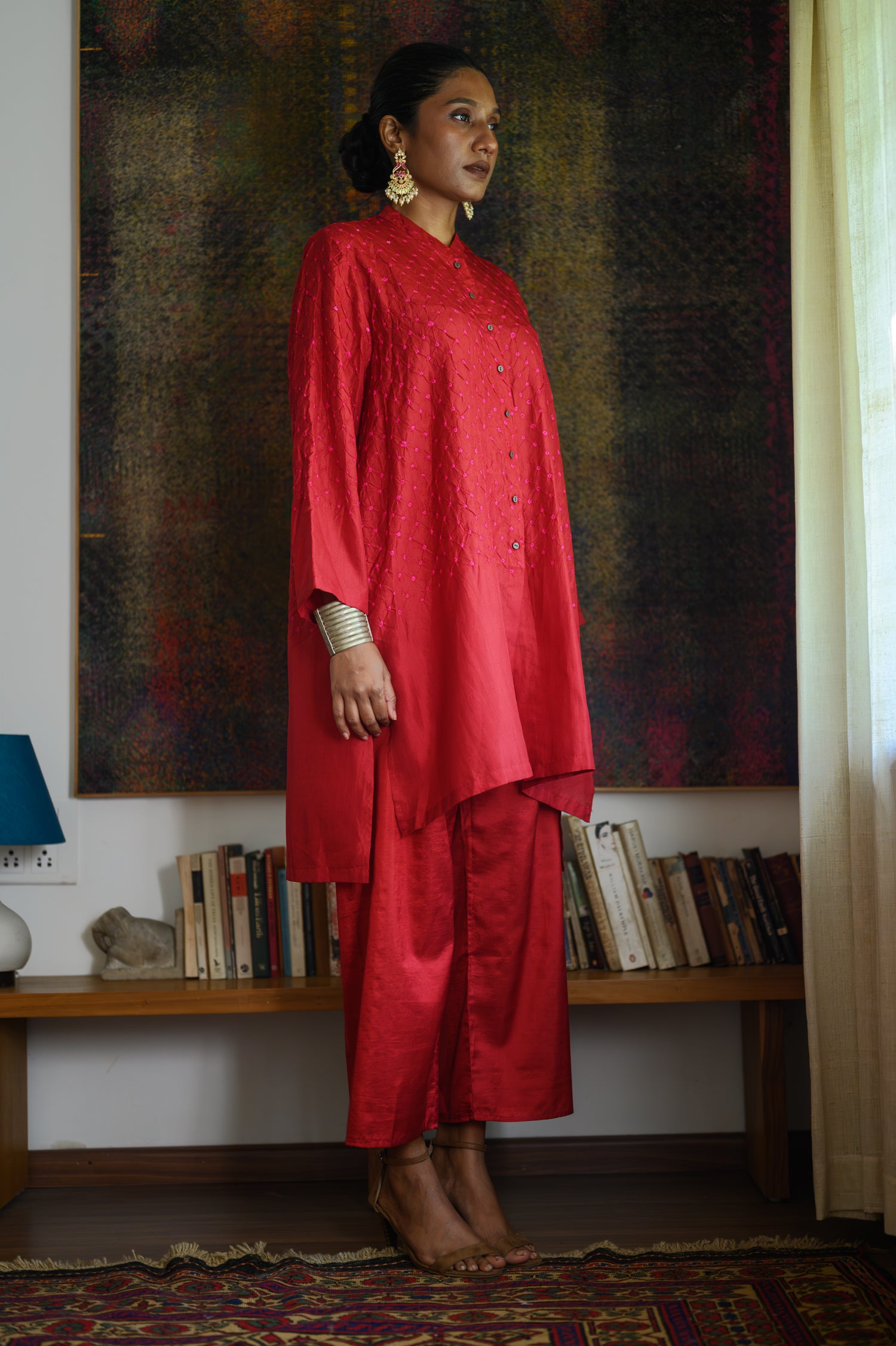Big Shirt | Bandhani | Red