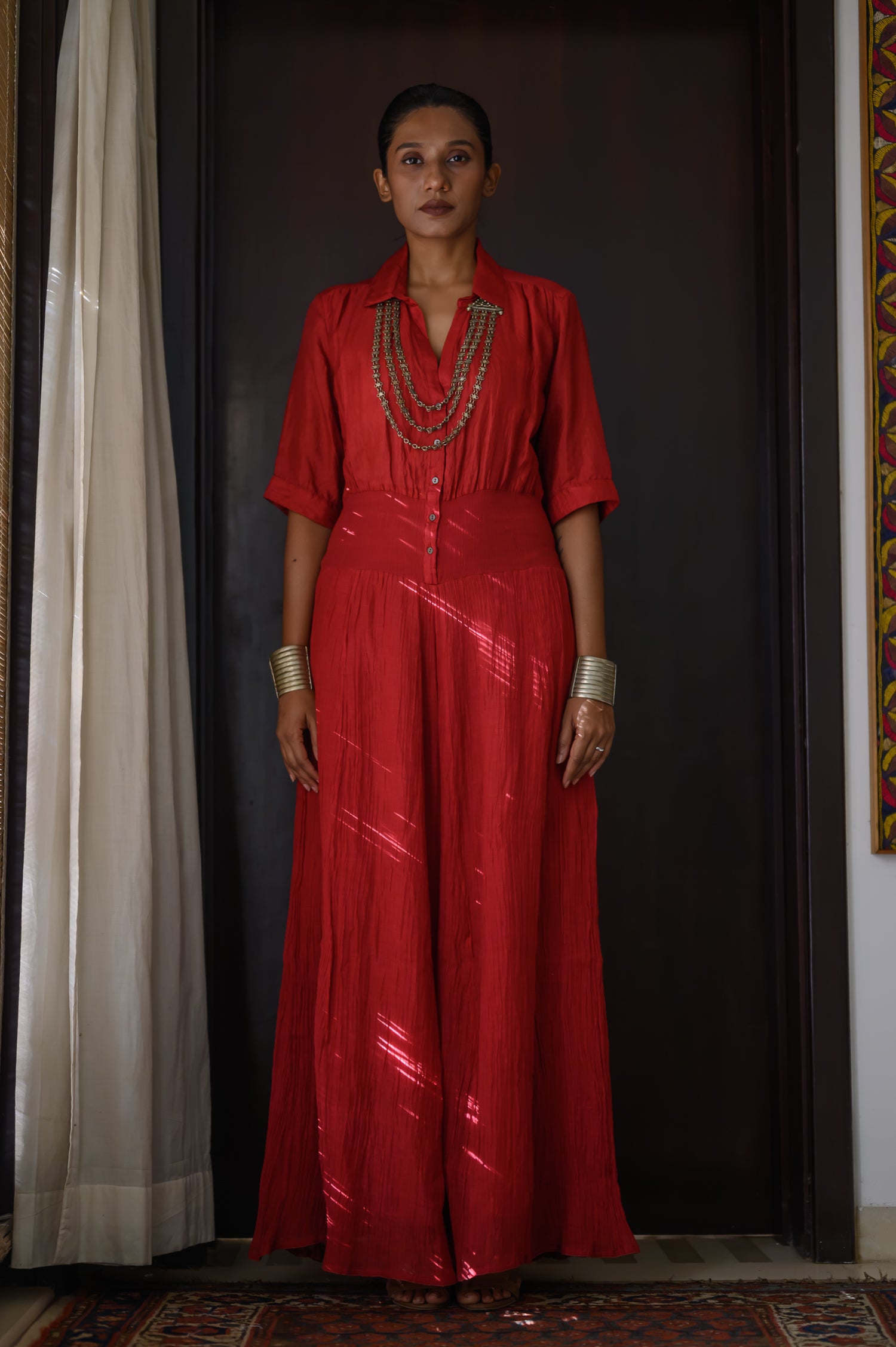 Sharara Jumpsuit | Red