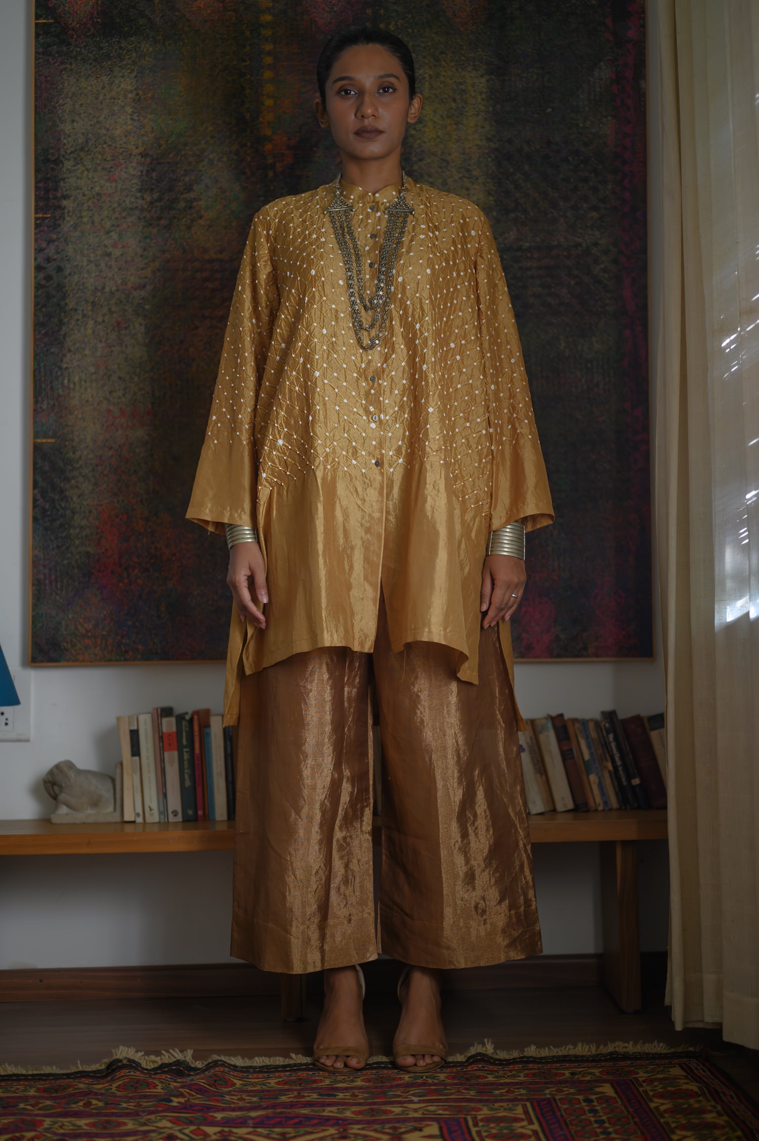 Big Shirt | Bandhani | Gold