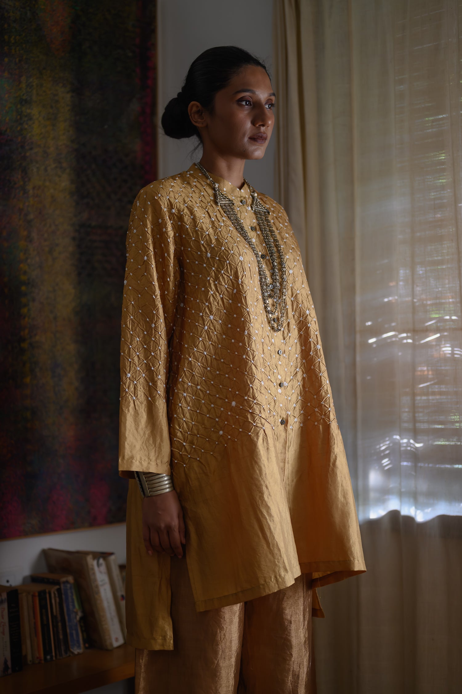 Big Shirt | Bandhani | Gold