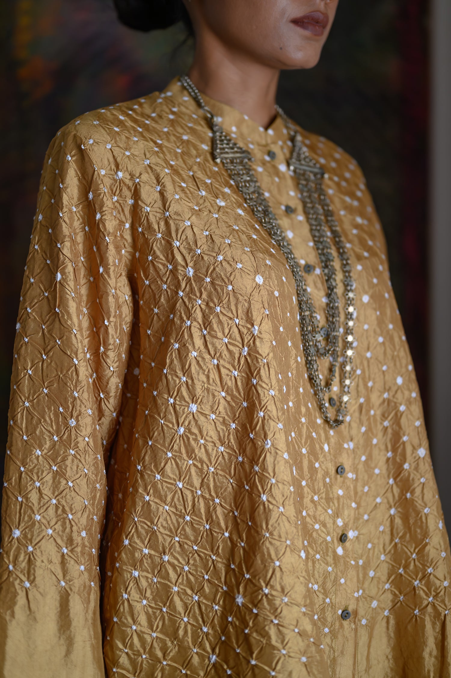 Big Shirt | Bandhani | Gold